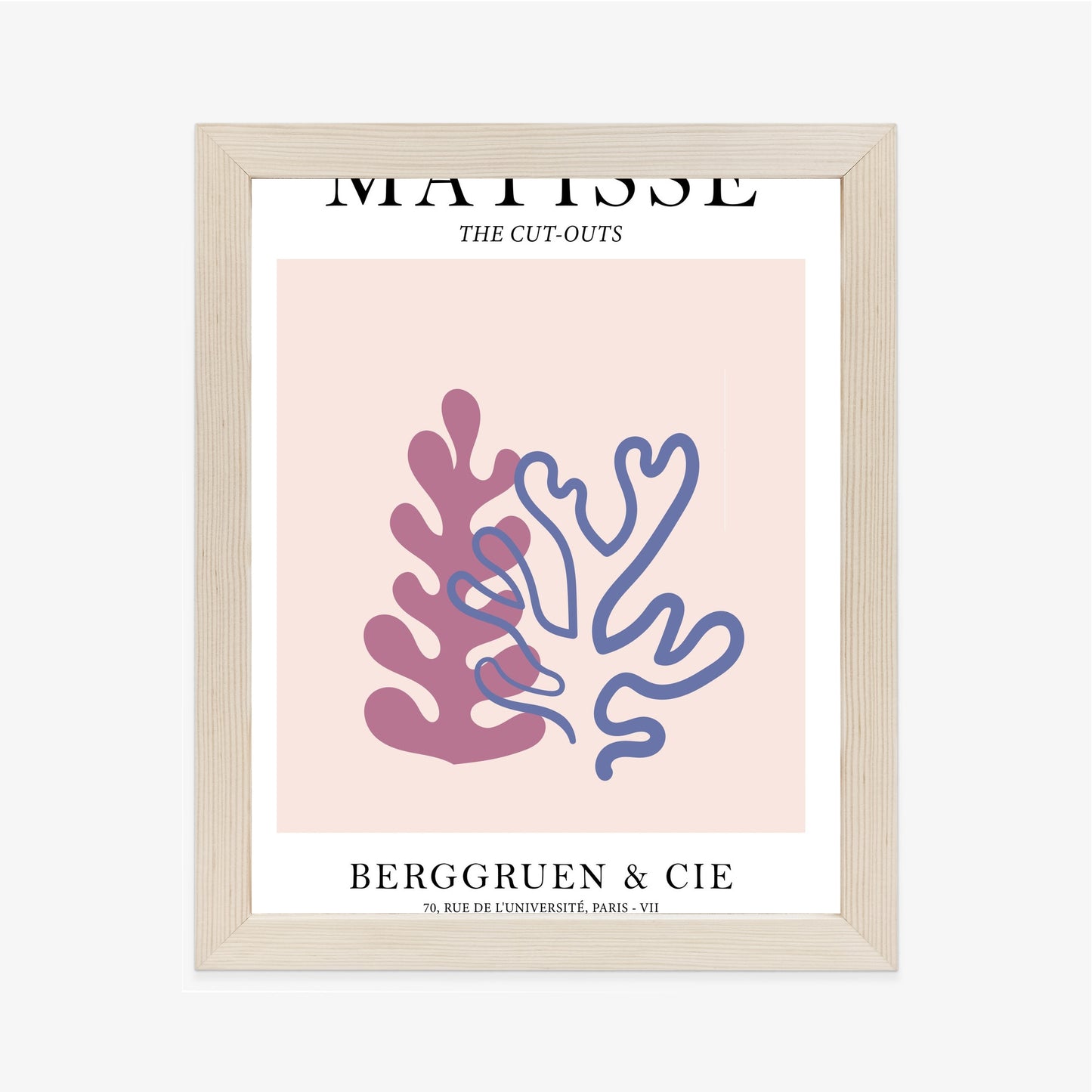 Poster Matisse-Korallen Rahmen Holz Mit Passepartout Farbe Natürlich