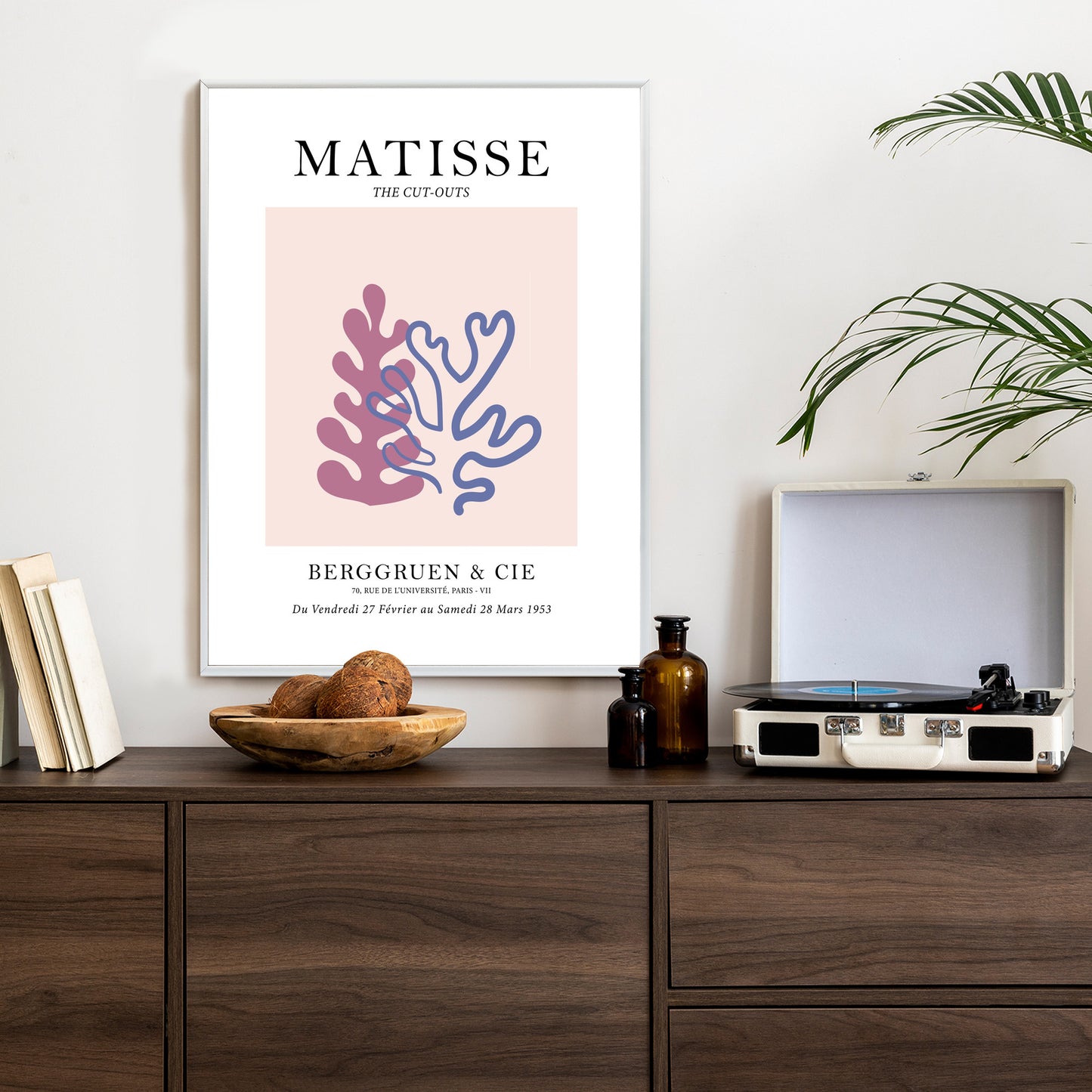 Poster Matisse-Korallen Rahmen Holz Mit Passepartout Farbe Natürlich