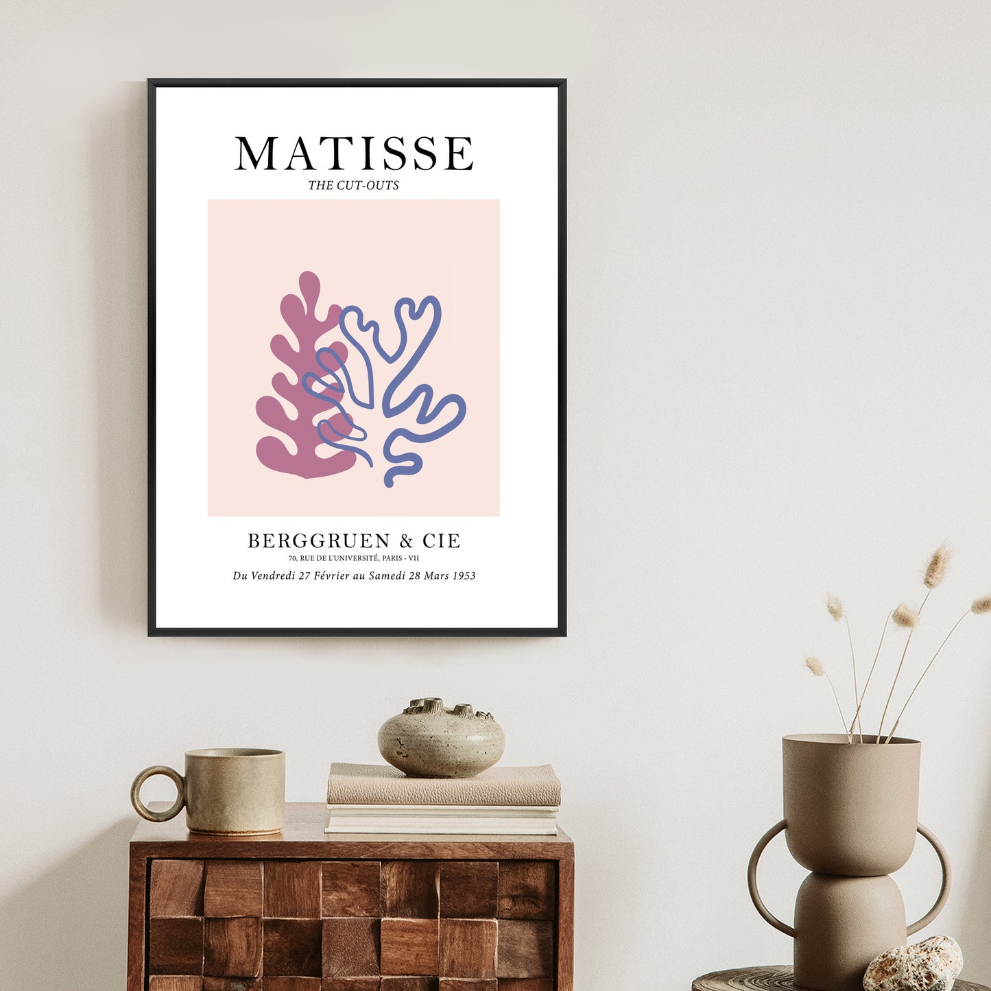 Poster Matisse-Korallen Rahmen Holz Mit Passepartout Farbe Natürlich