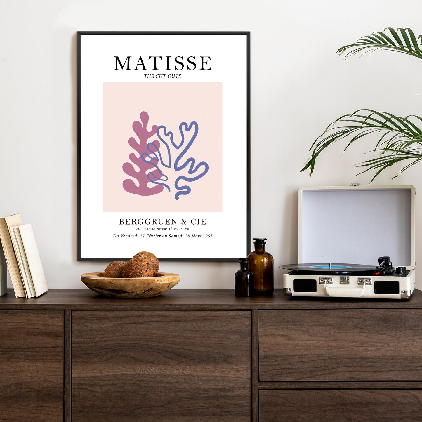 Poster Matisse-Korallen Rahmen Holz Mit Passepartout Farbe Natürlich