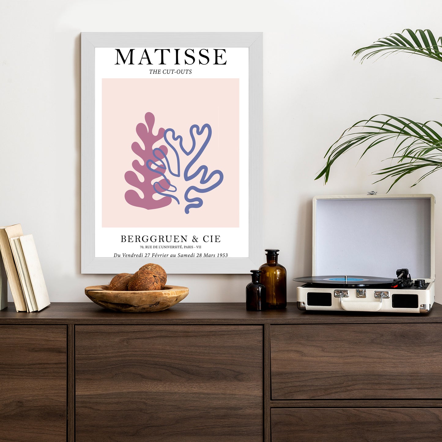 Poster Matisse-Korallen Rahmen Holz Mit Passepartout Farbe Natürlich