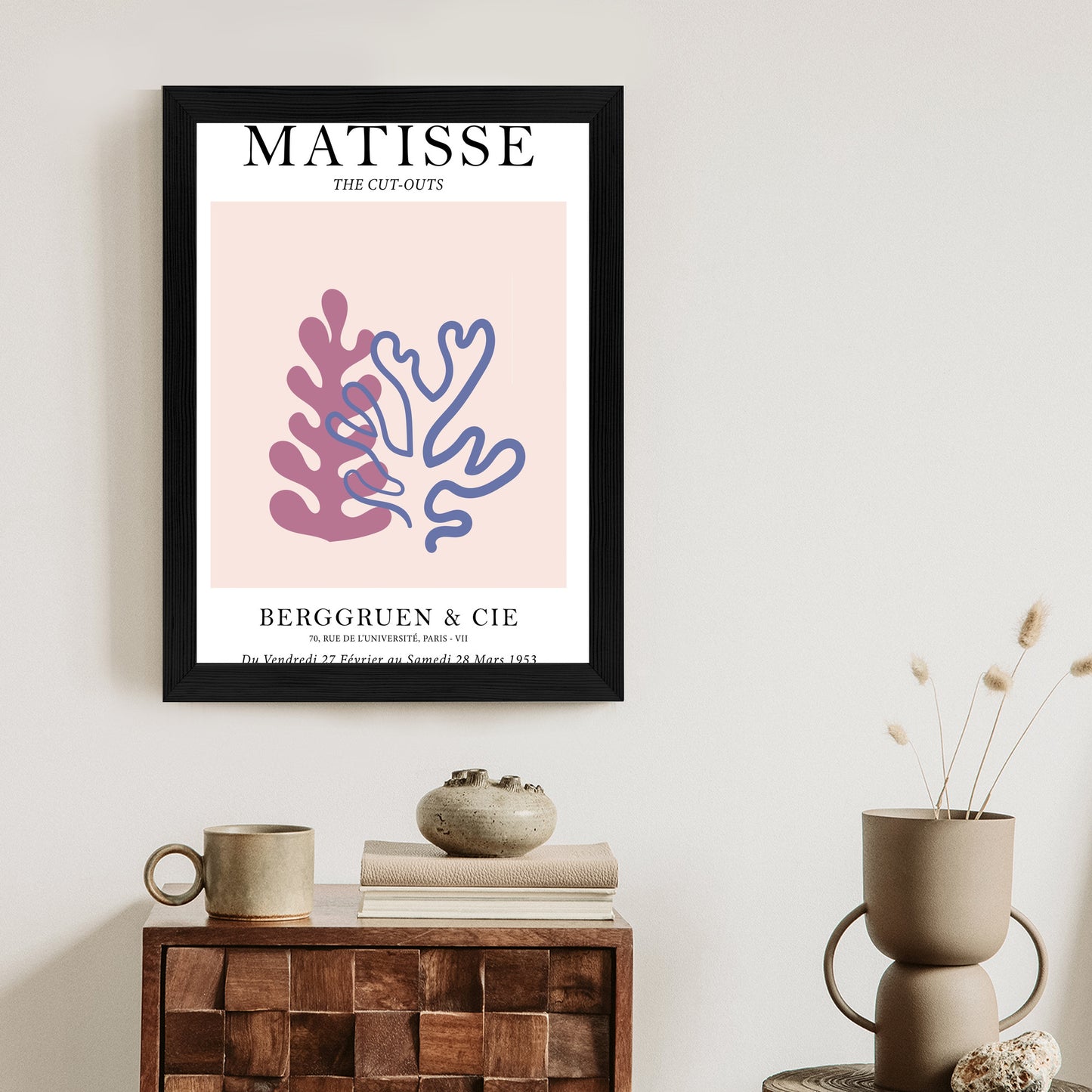 Poster Matisse-Korallen Rahmen Holz Mit Passepartout Farbe Natürlich