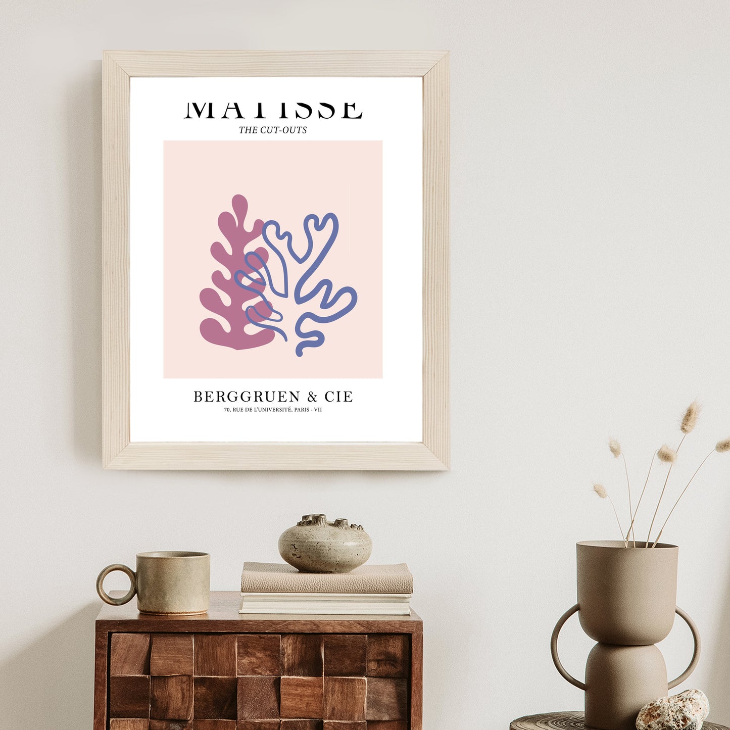 Poster Matisse-Korallen Rahmen Holz Mit Passepartout Farbe Natürlich