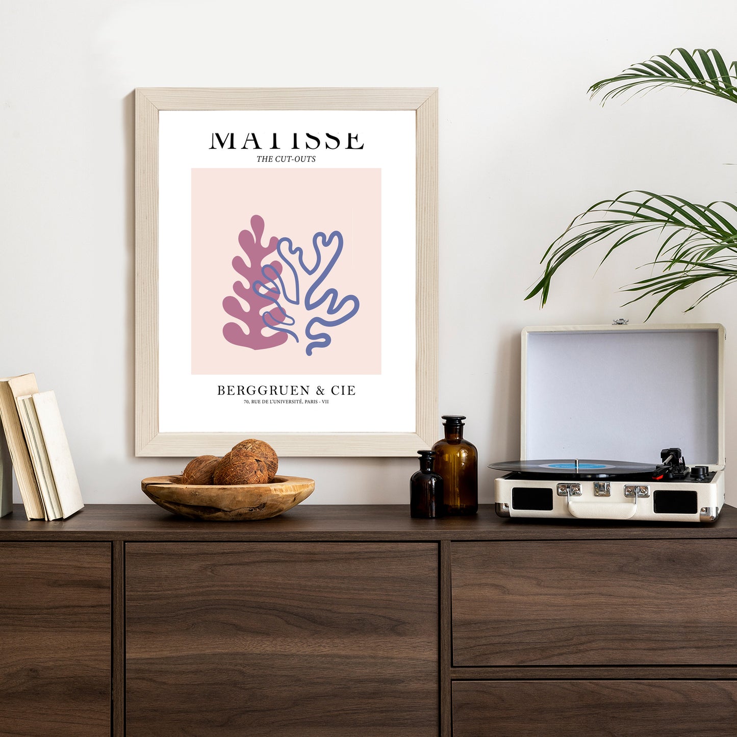 Poster Matisse-Korallen Rahmen Holz Mit Passepartout Farbe Natürlich