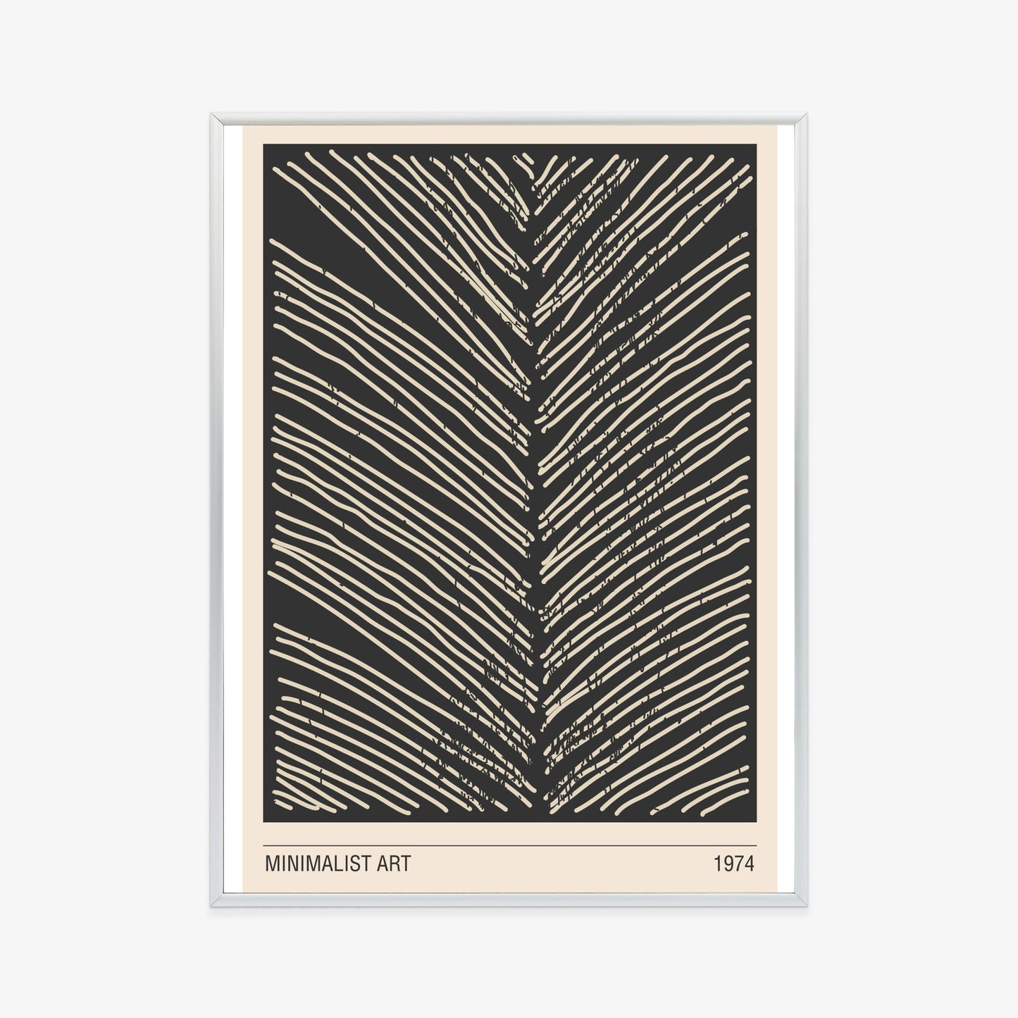Poster Minimalistische Blattgrafiken Rahmen Holz Mit Passepartout Farbe Natürlich