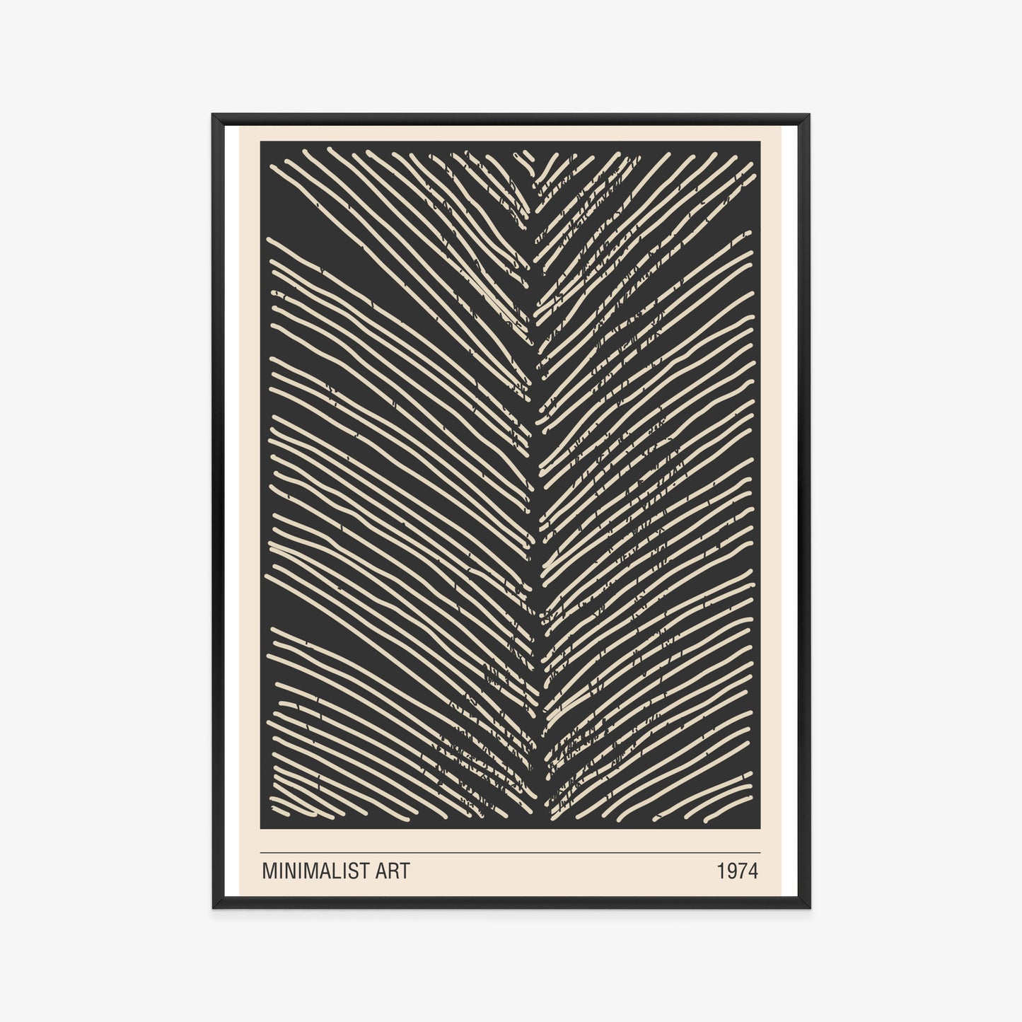 Poster Minimalistische Blattgrafiken Rahmen Holz Mit Passepartout Farbe Natürlich