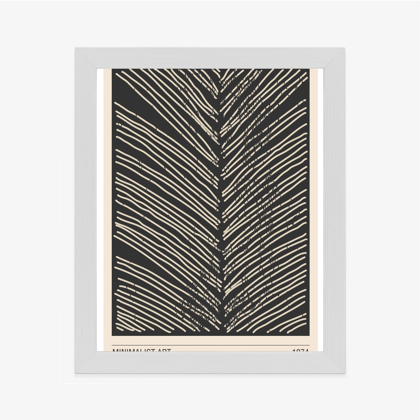 Poster Minimalistische Blattgrafiken Rahmen Holz Mit Passepartout Farbe Natürlich
