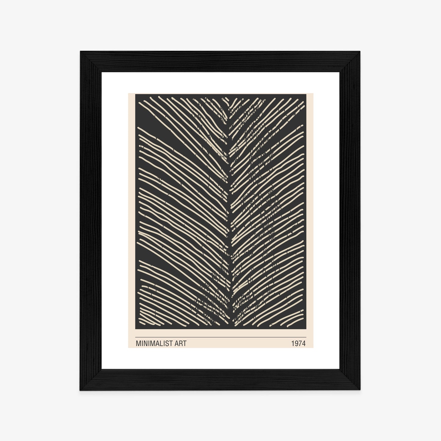 Poster Minimalistische Blattgrafiken Rahmen Holz Mit Passepartout Farbe Natürlich