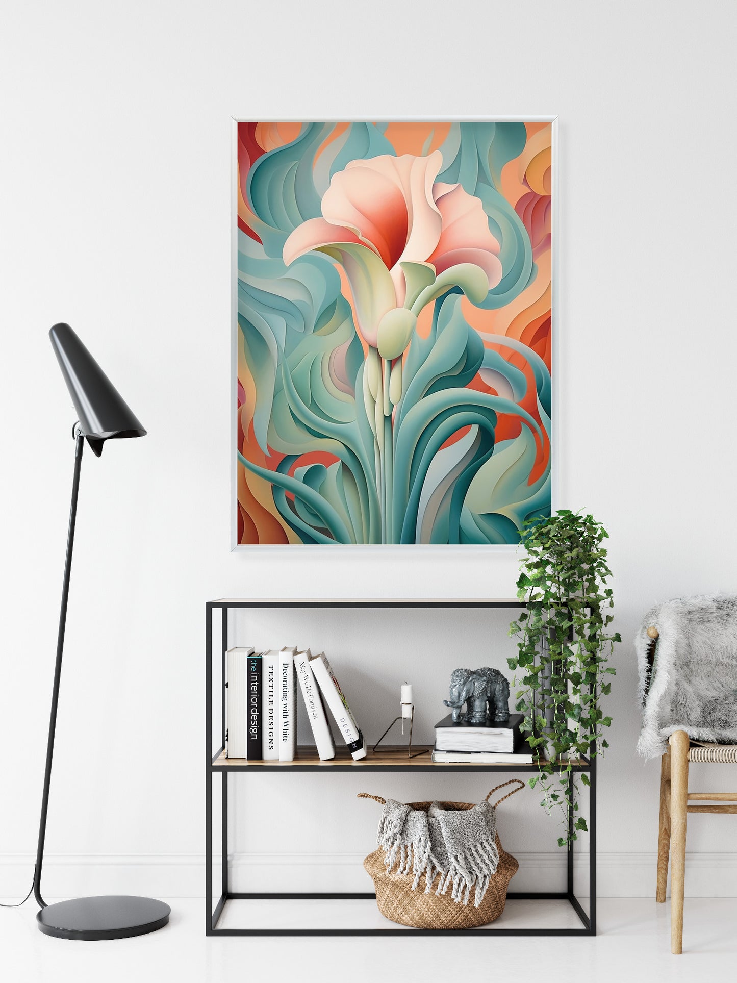 Poster Atemberaubender Floraler Hintergrund Rahmen Holz Mit Passepartout Farbe Natürlich