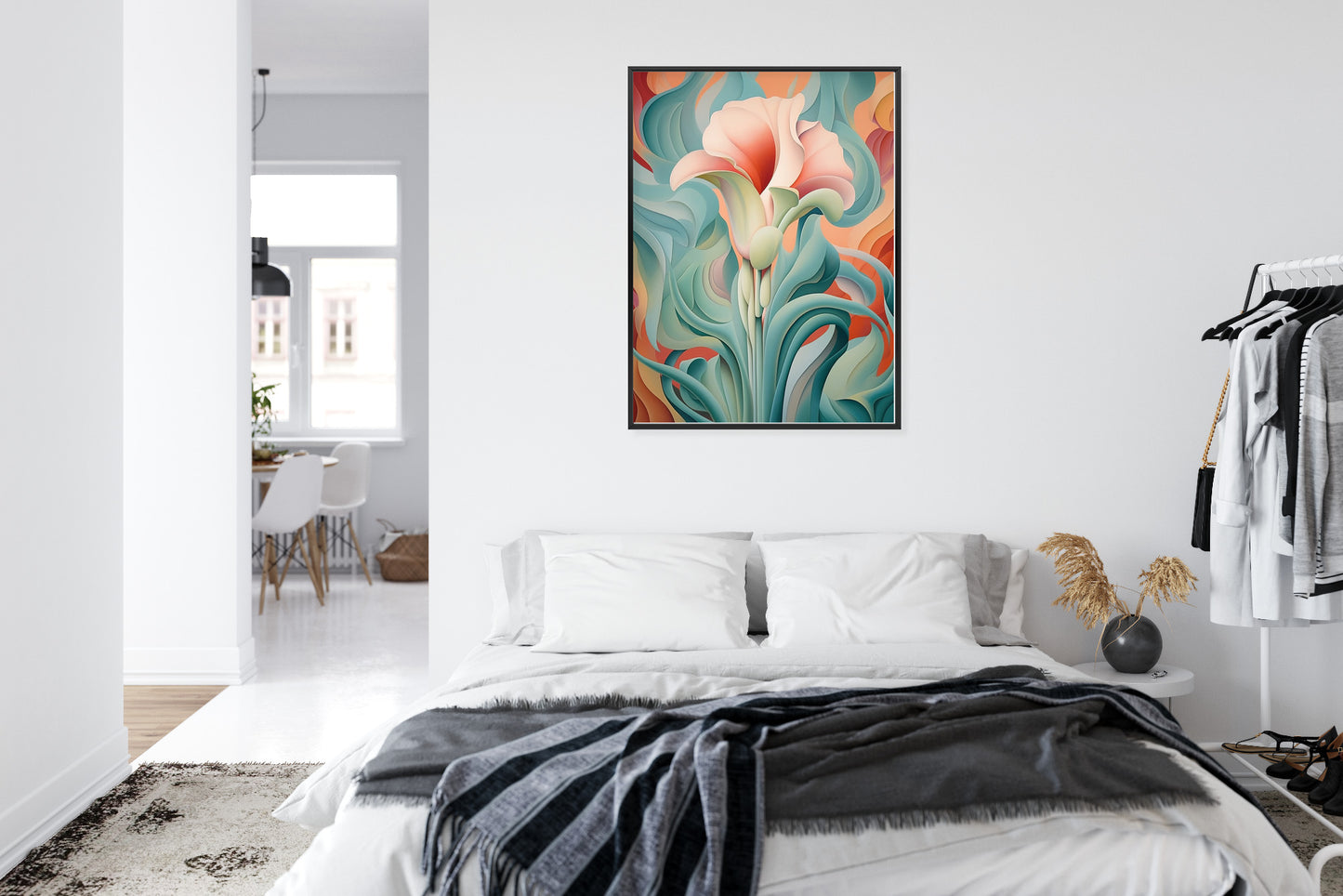 Poster Atemberaubender Floraler Hintergrund Rahmen Holz Mit Passepartout Farbe Natürlich