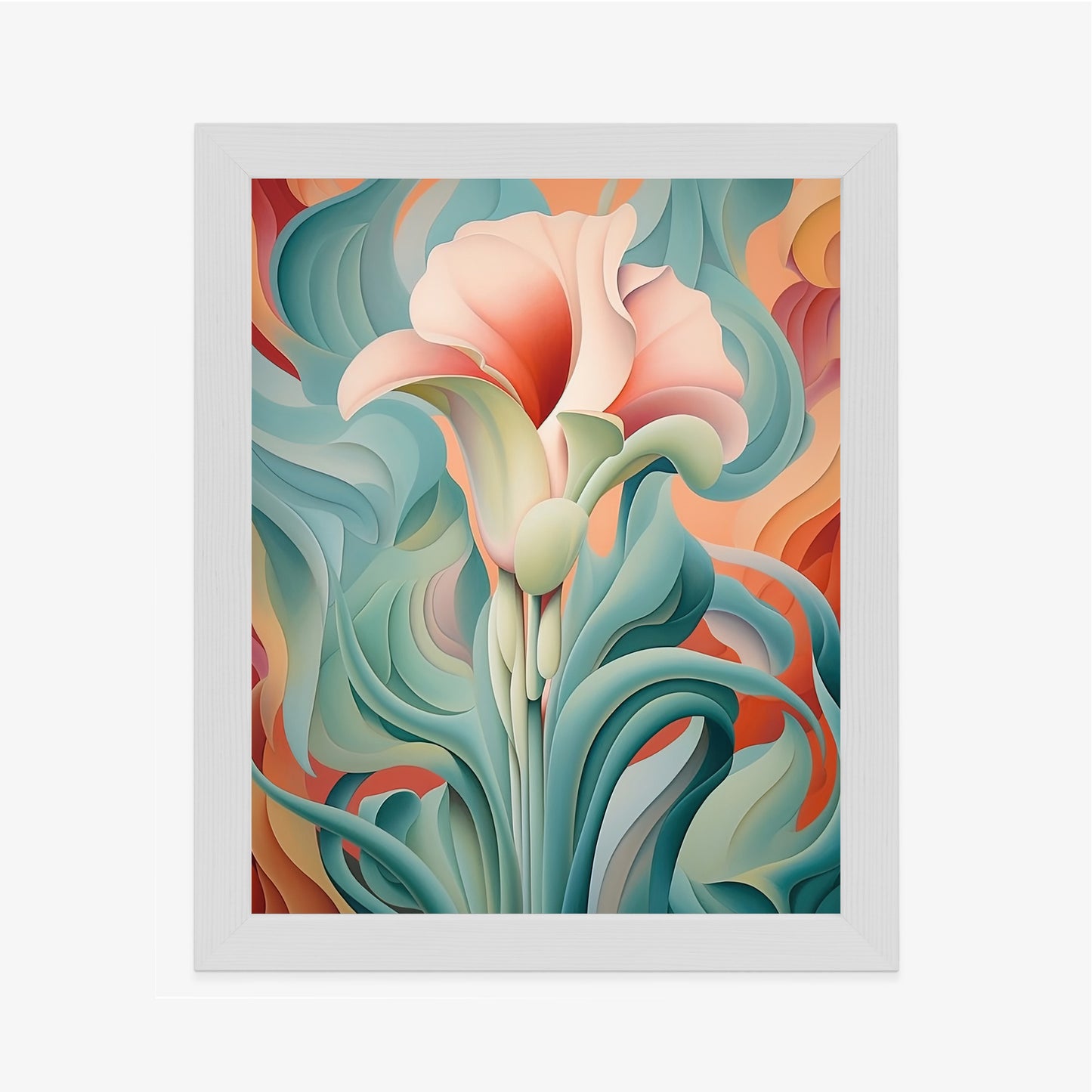 Poster Atemberaubender Floraler Hintergrund Rahmen Holz Mit Passepartout Farbe Natürlich