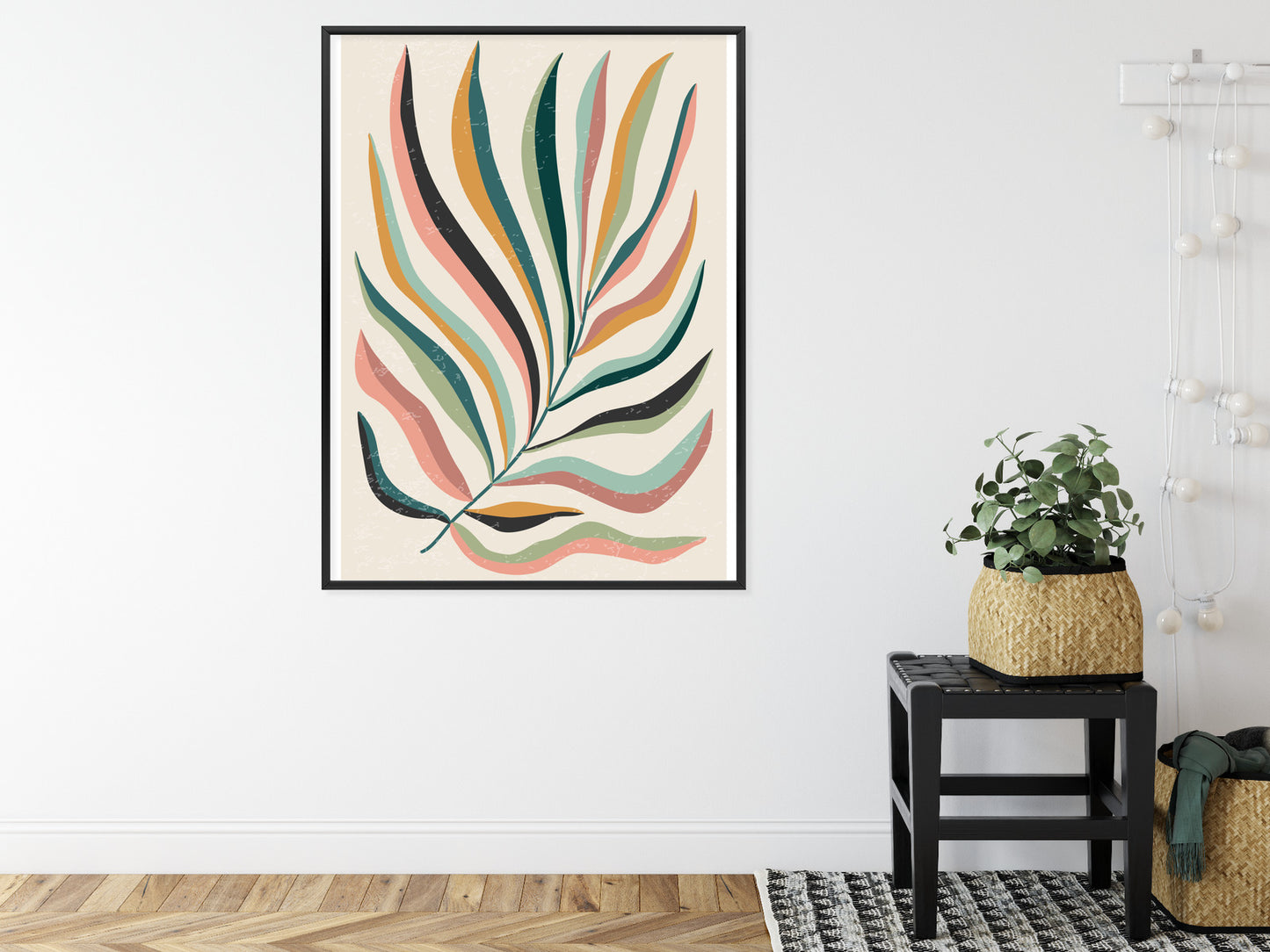 Poster Mehrfarbiges Matisse-Blatt Rahmen Holz Mit Passepartout Farbe Natürlich