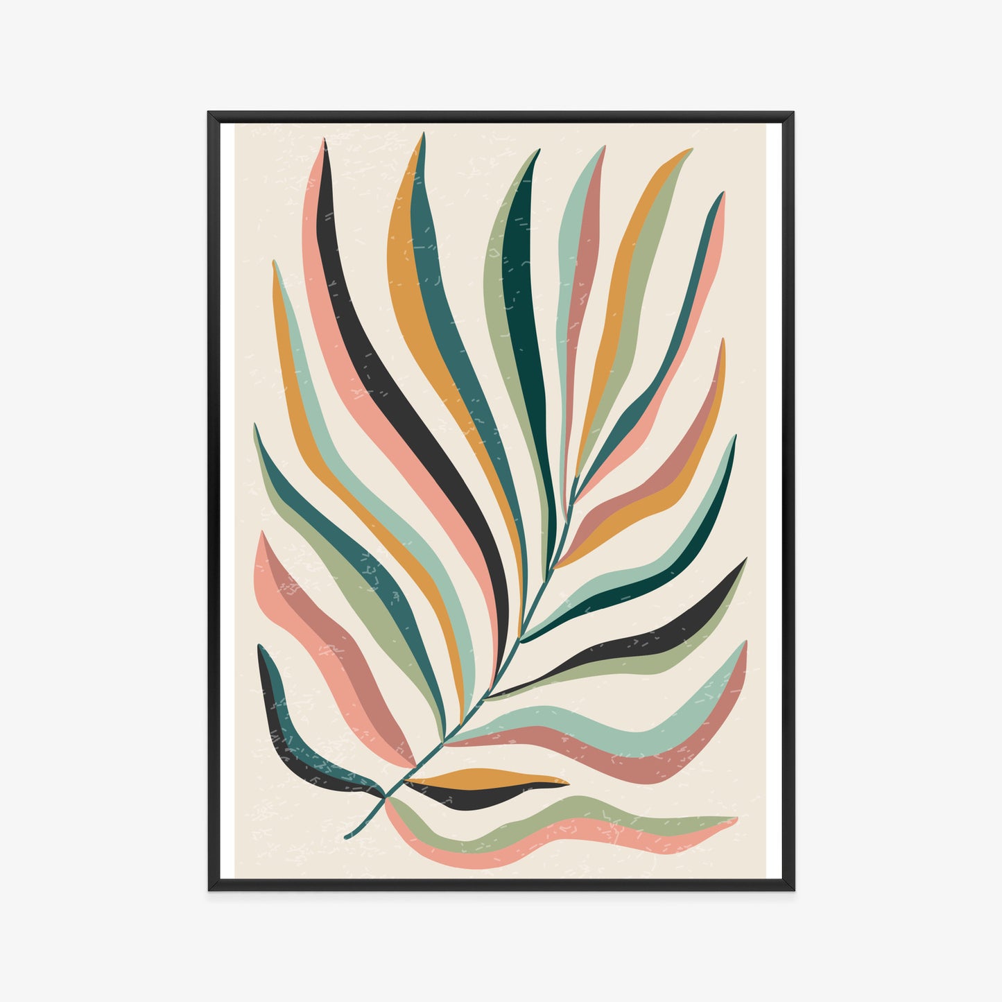 Poster Mehrfarbiges Matisse-Blatt Rahmen Holz Mit Passepartout Farbe Natürlich