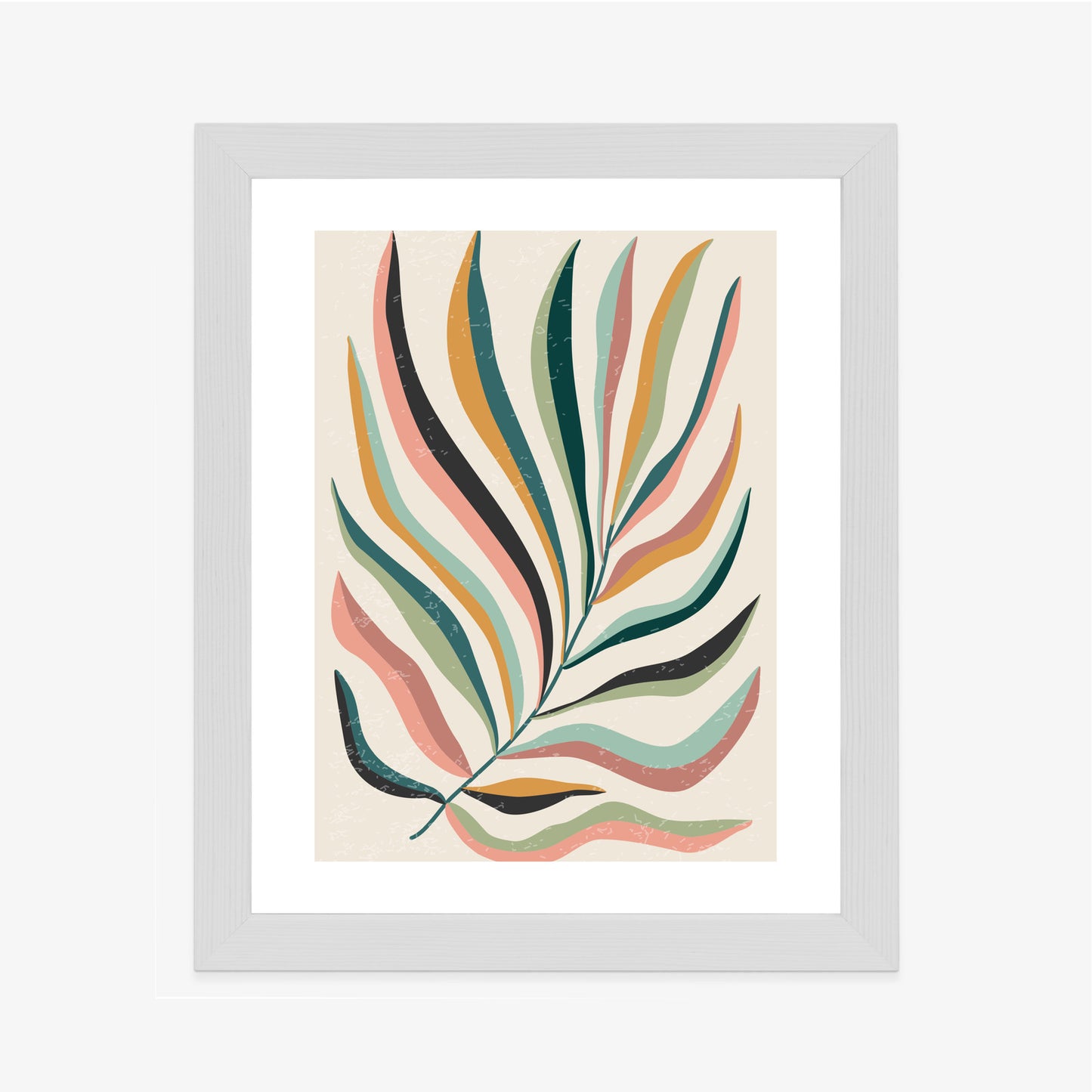 Poster Mehrfarbiges Matisse-Blatt Rahmen Holz Mit Passepartout Farbe Natürlich