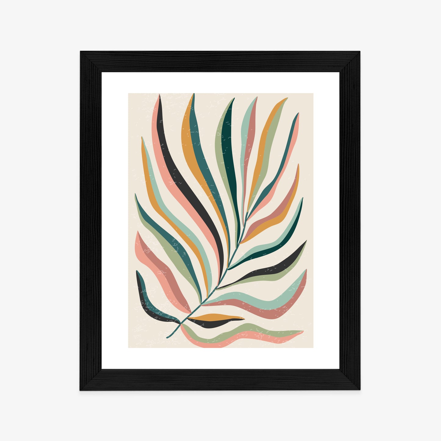 Poster Mehrfarbiges Matisse-Blatt Rahmen Holz Mit Passepartout Farbe Natürlich