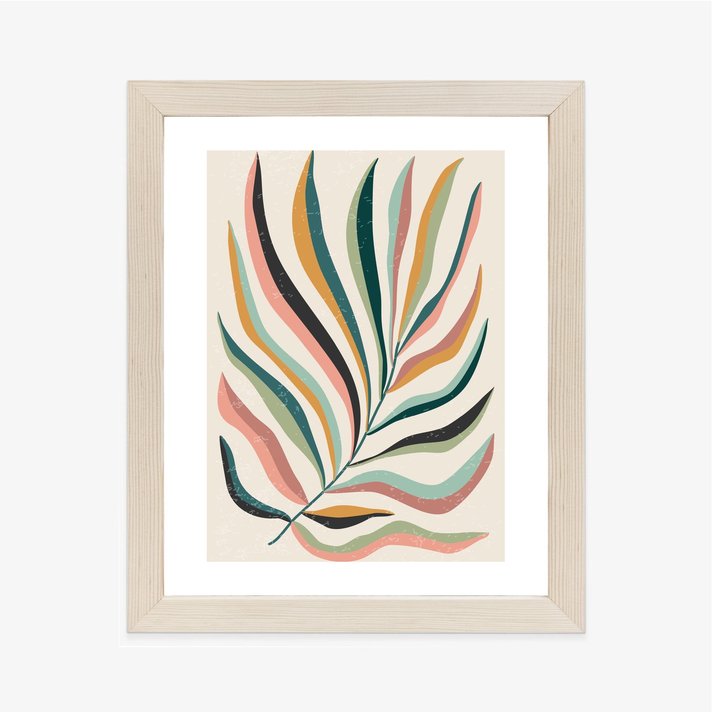 Poster Mehrfarbiges Matisse-Blatt Rahmen Holz Mit Passepartout Farbe Natürlich