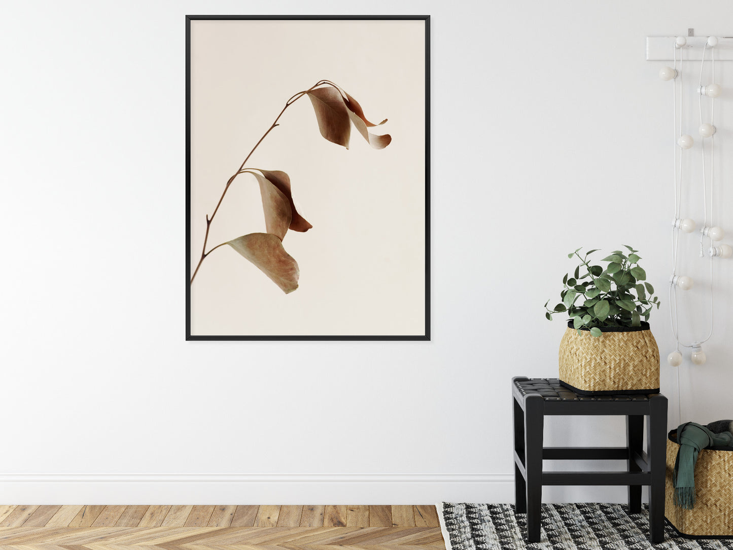 Poster Beiger Trockener Eukalyptus Rahmen Holz Mit Passepartout Farbe Natürlich