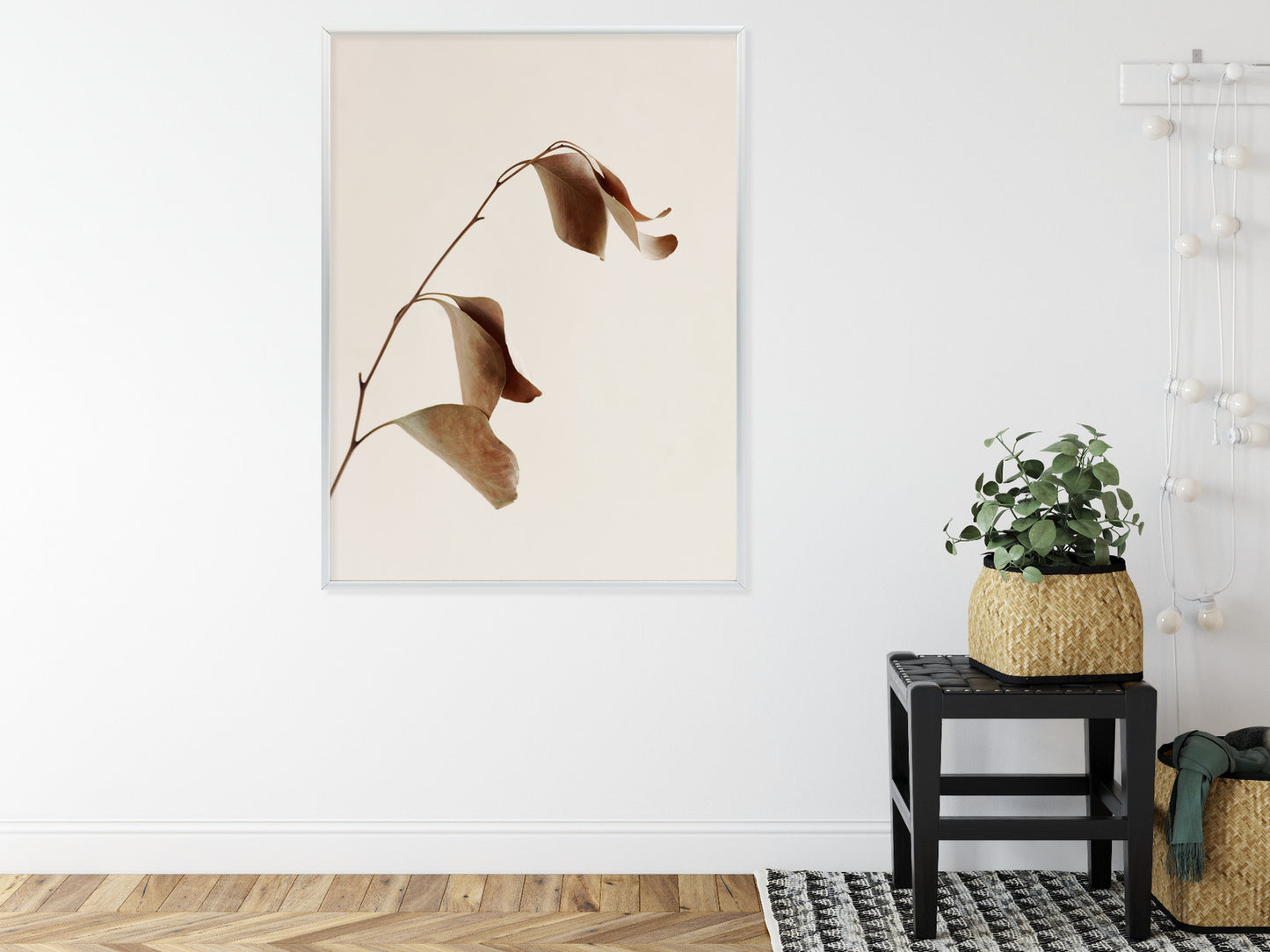 Poster Beiger Trockener Eukalyptus Rahmen Holz Mit Passepartout Farbe Natürlich