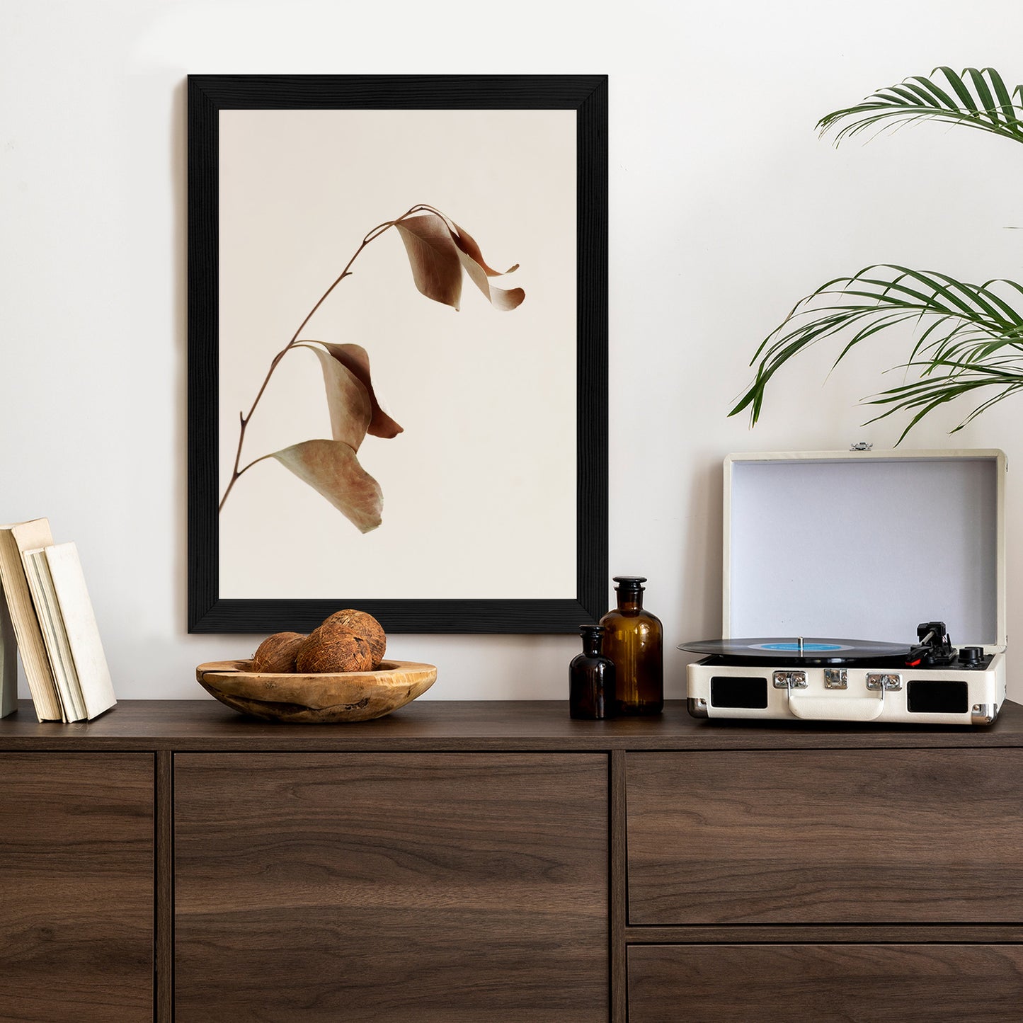 Poster Beiger Trockener Eukalyptus Rahmen Holz Mit Passepartout Farbe Natürlich