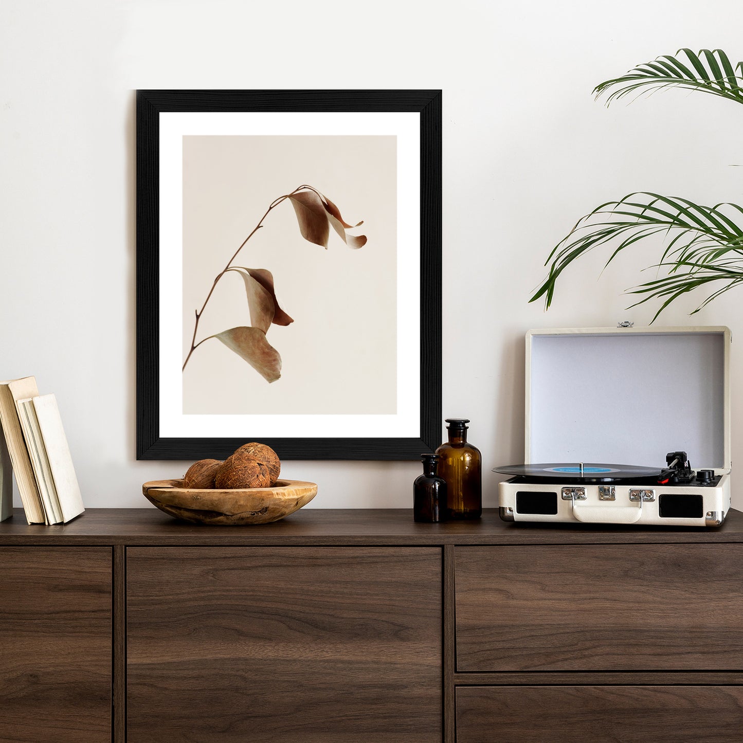 Poster Beiger Trockener Eukalyptus Rahmen Holz Mit Passepartout Farbe Natürlich