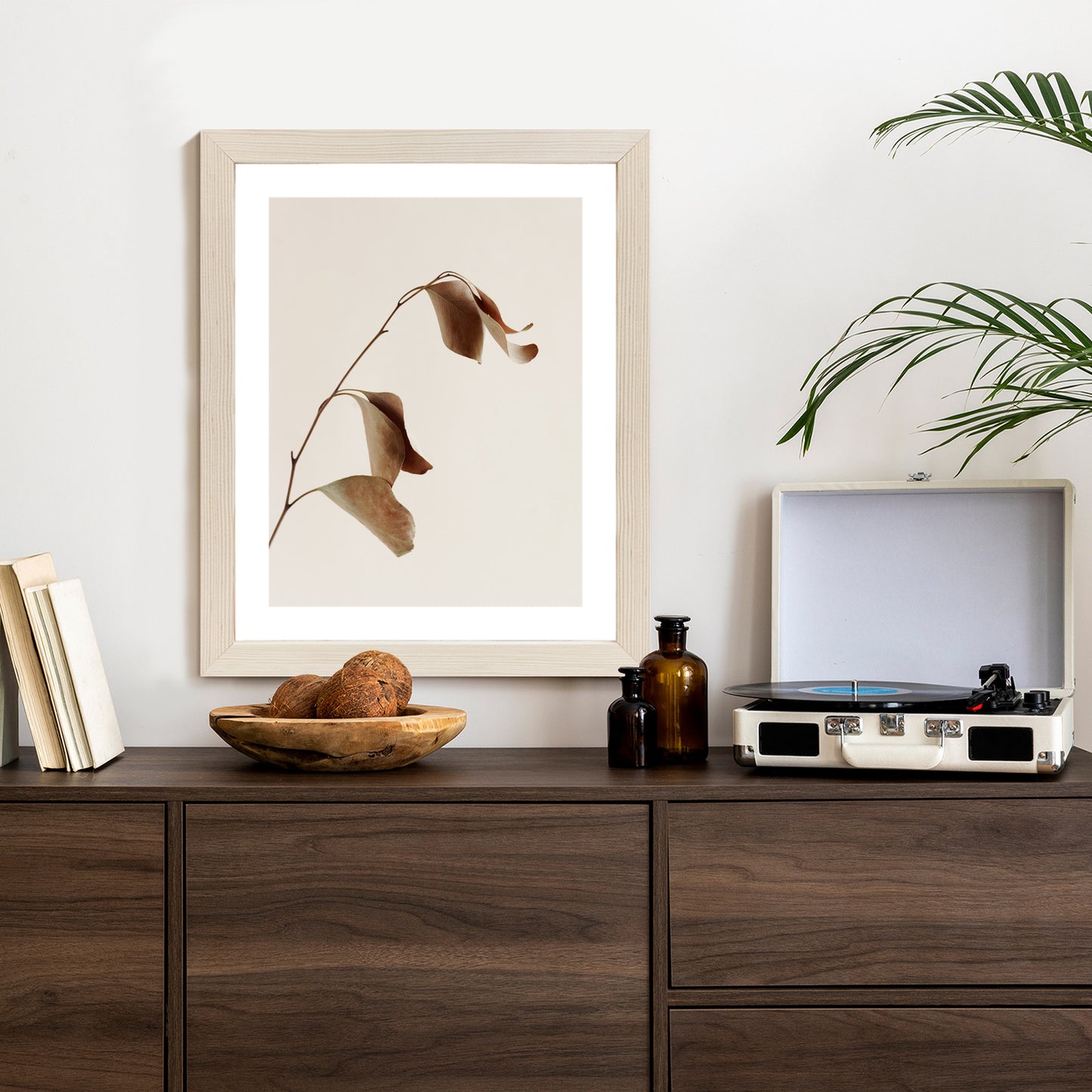 Poster Beiger Trockener Eukalyptus Rahmen Holz Mit Passepartout Farbe Natürlich
