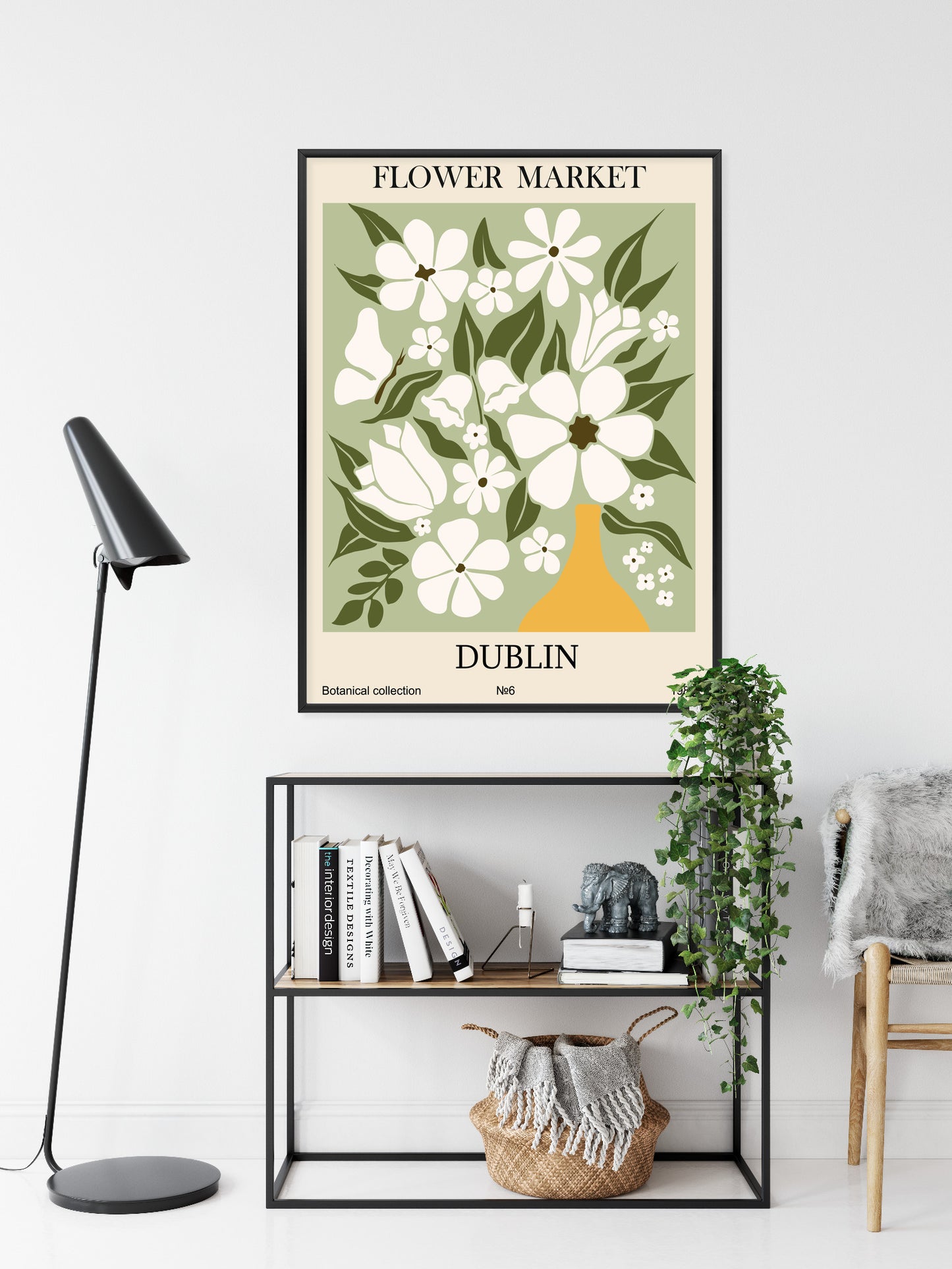 Poster Dubliner Blumenmarkt Rahmen Holz Mit Passepartout Farbe Natürlich