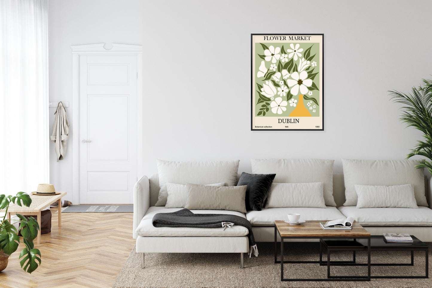 Poster Dubliner Blumenmarkt Rahmen Holz Mit Passepartout Farbe Natürlich