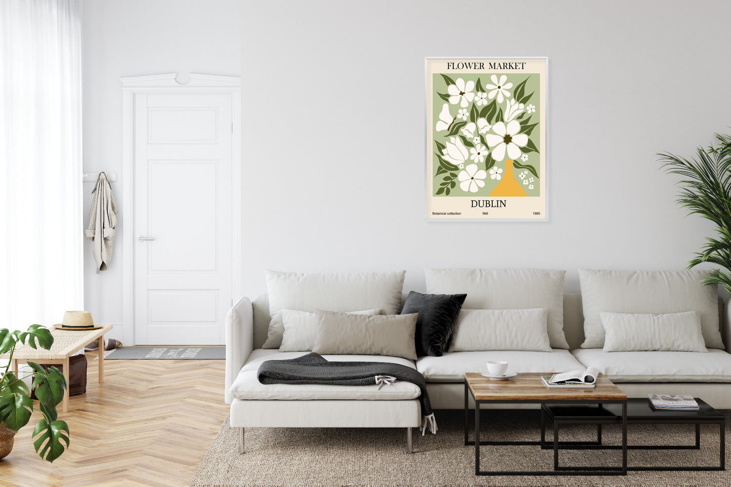 Poster Dubliner Blumenmarkt Rahmen Holz Mit Passepartout Farbe Natürlich