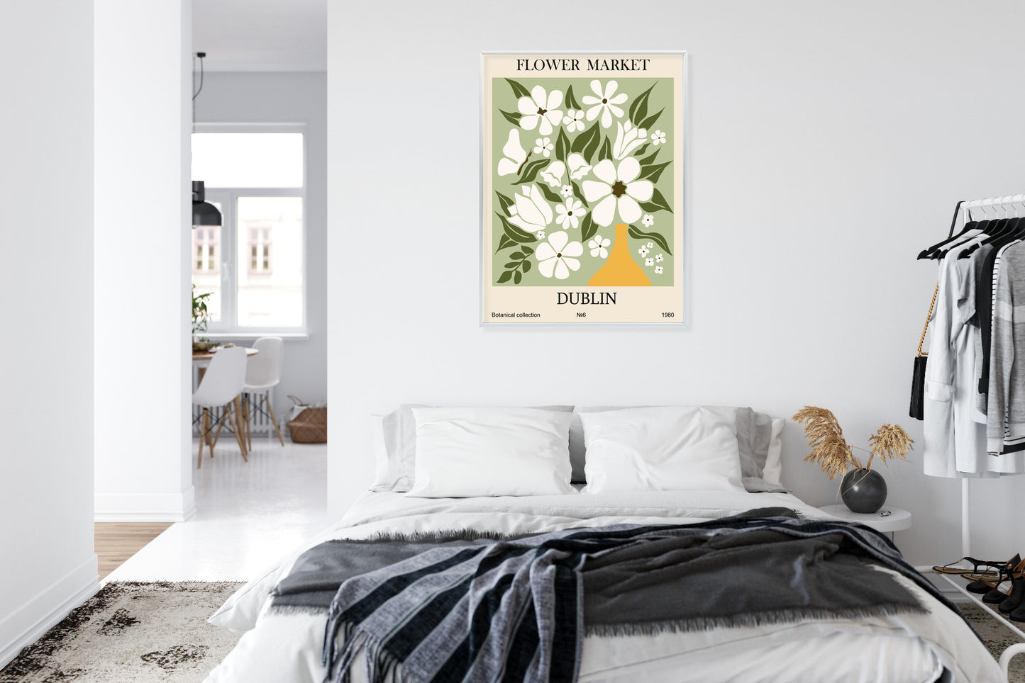 Poster Dubliner Blumenmarkt Rahmen Holz Mit Passepartout Farbe Natürlich