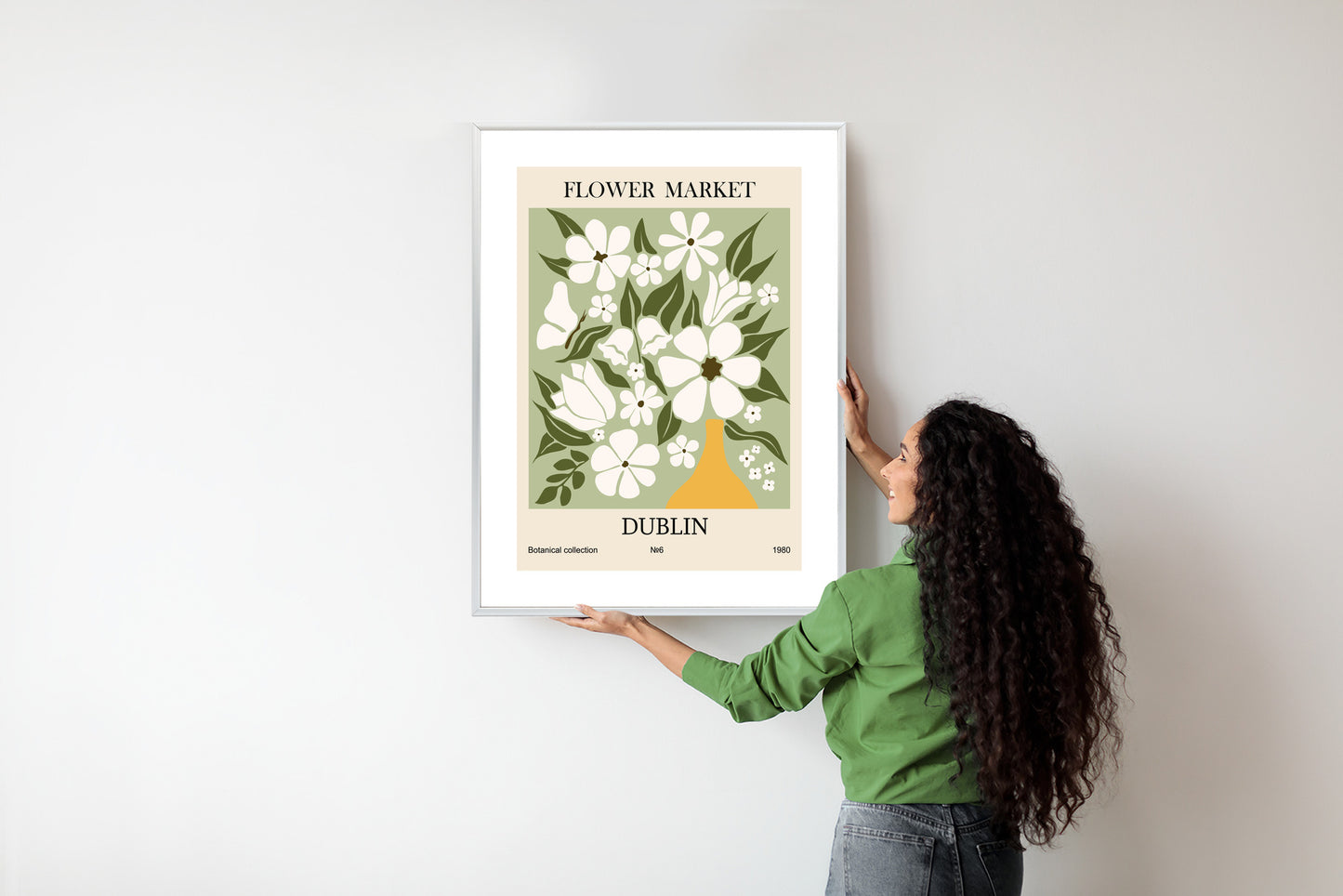 Poster Dubliner Blumenmarkt Rahmen Holz Mit Passepartout Farbe Natürlich