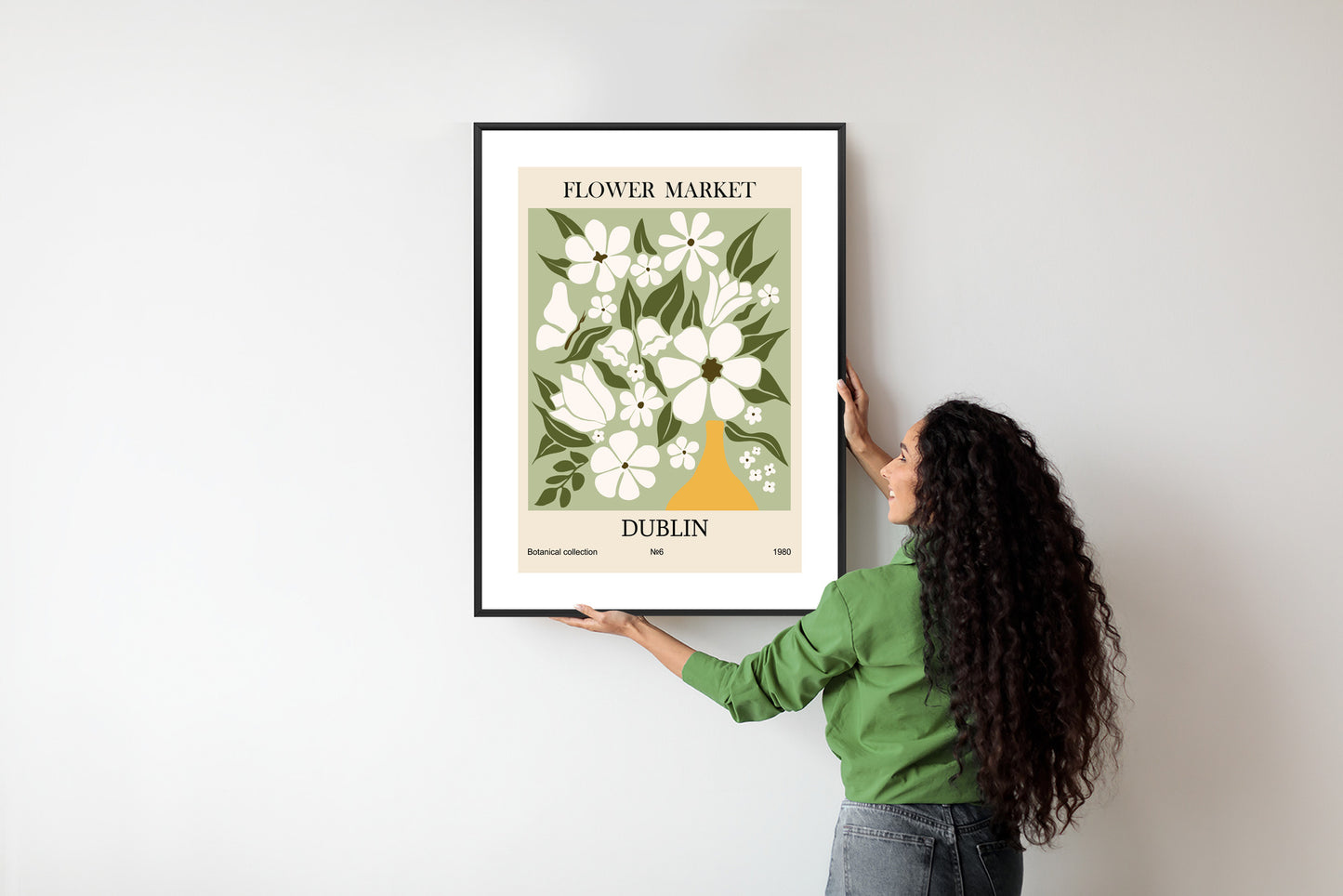 Poster Dubliner Blumenmarkt Rahmen Holz Mit Passepartout Farbe Natürlich