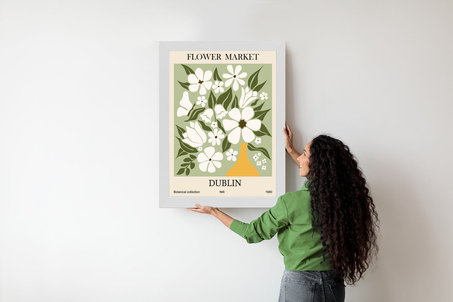 Poster Dubliner Blumenmarkt Rahmen Holz Mit Passepartout Farbe Natürlich