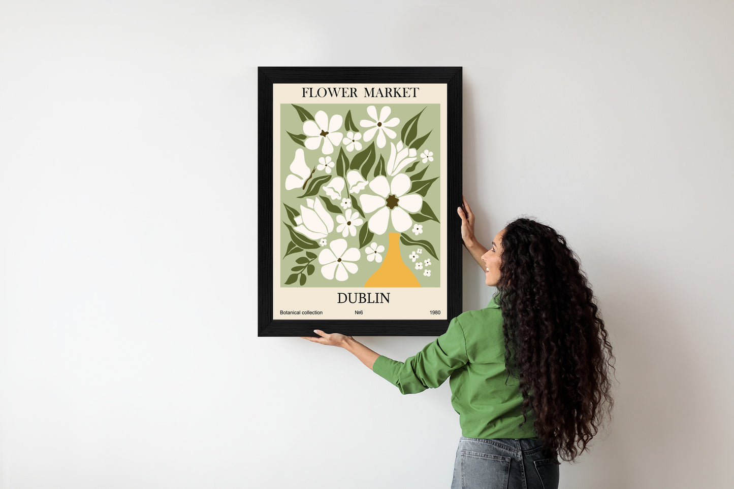 Poster Dubliner Blumenmarkt Rahmen Holz Mit Passepartout Farbe Natürlich