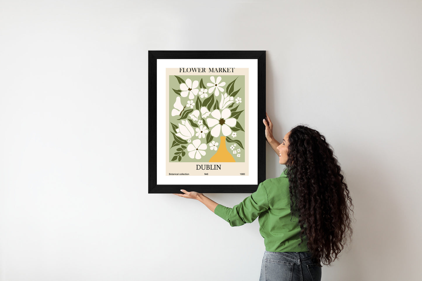 Poster Dubliner Blumenmarkt Rahmen Holz Mit Passepartout Farbe Natürlich