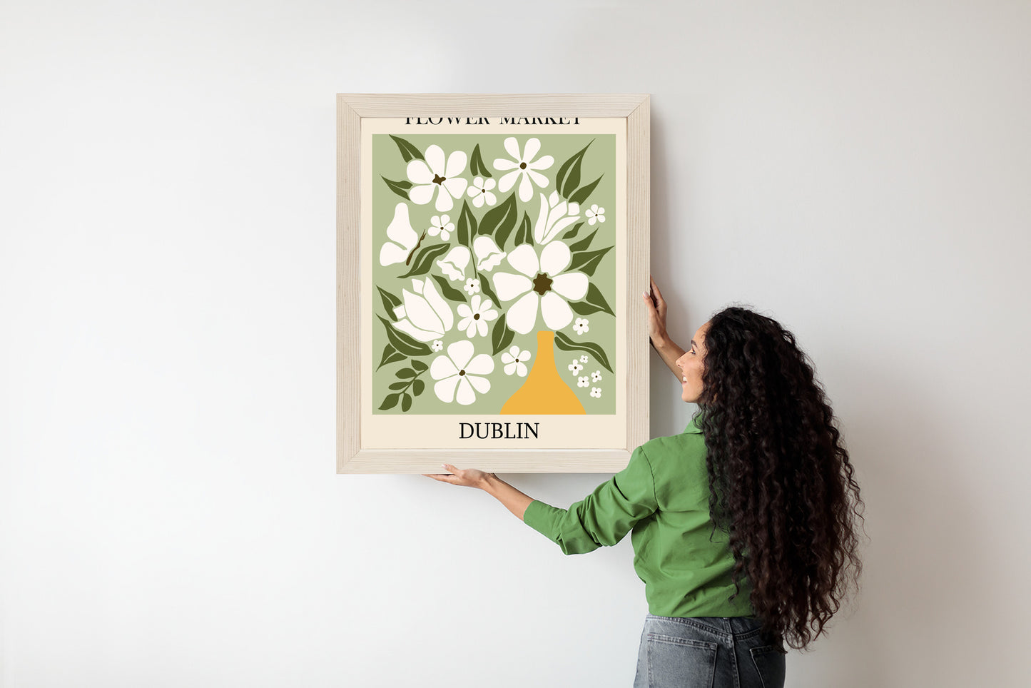 Poster Dubliner Blumenmarkt Rahmen Holz Mit Passepartout Farbe Natürlich