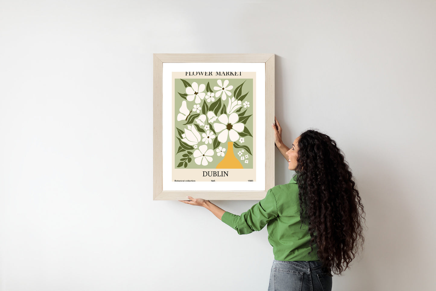 Poster Dubliner Blumenmarkt Rahmen Holz Mit Passepartout Farbe Natürlich