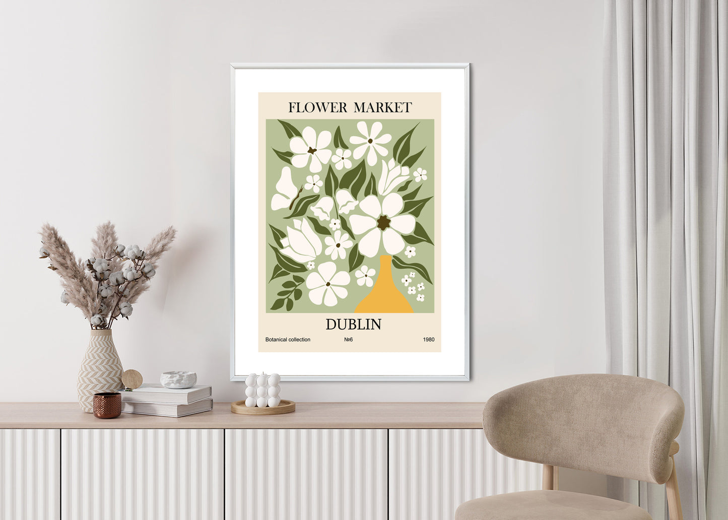 Poster Dubliner Blumenmarkt Rahmen Holz Mit Passepartout Farbe Natürlich