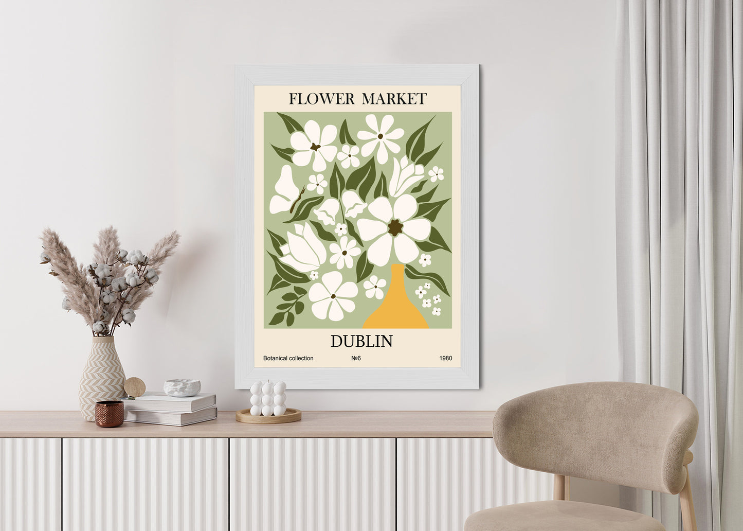 Poster Dubliner Blumenmarkt Rahmen Holz Mit Passepartout Farbe Natürlich