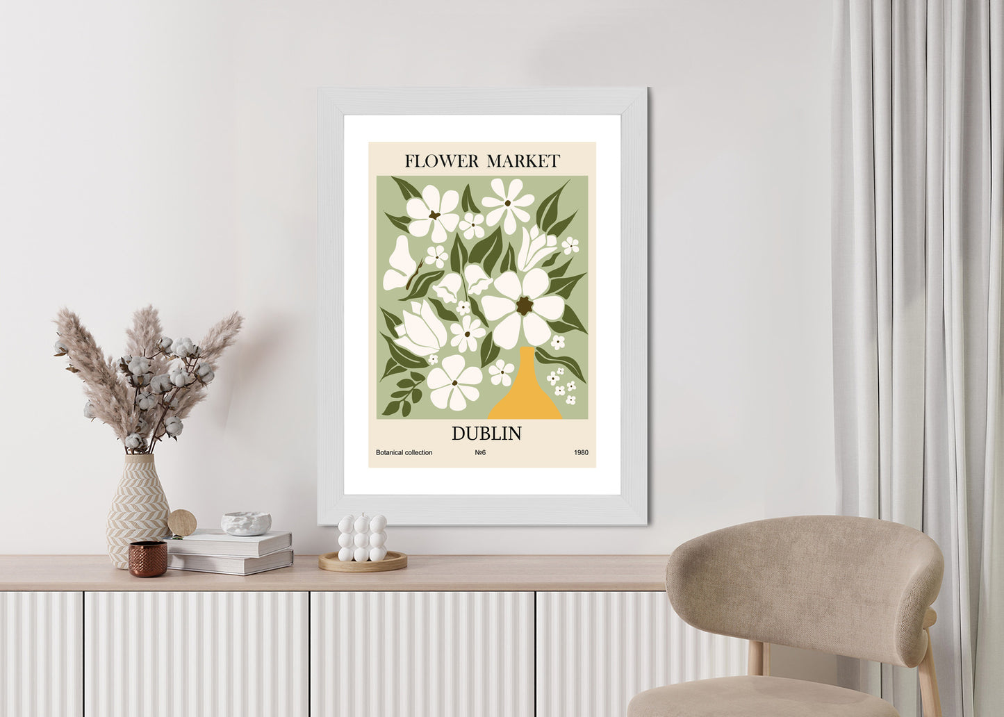 Poster Dubliner Blumenmarkt Rahmen Holz Mit Passepartout Farbe Natürlich