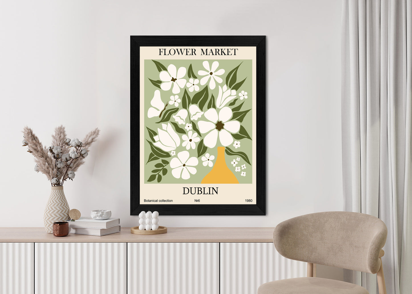 Poster Dubliner Blumenmarkt Rahmen Holz Mit Passepartout Farbe Natürlich