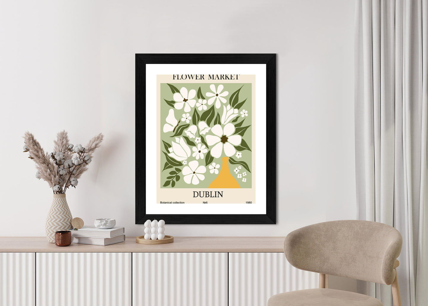 Poster Dubliner Blumenmarkt Rahmen Holz Mit Passepartout Farbe Natürlich
