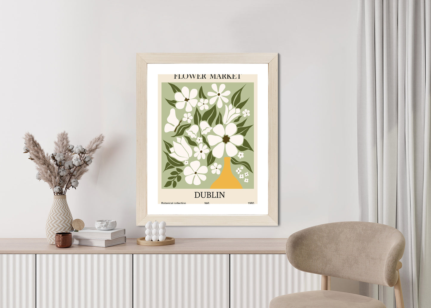 Poster Dubliner Blumenmarkt Rahmen Holz Mit Passepartout Farbe Natürlich