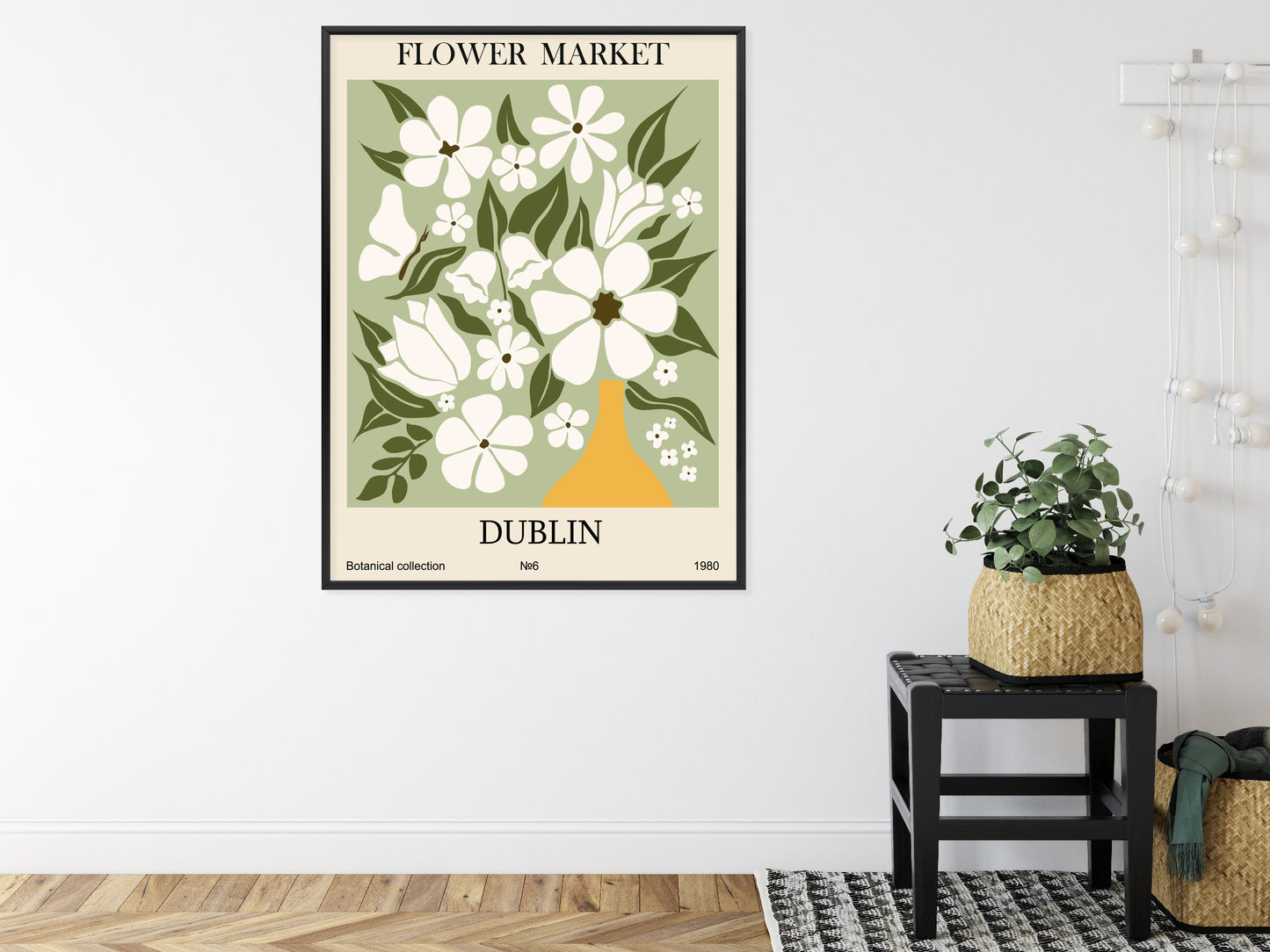 Poster Dubliner Blumenmarkt Rahmen Holz Mit Passepartout Farbe Natürlich