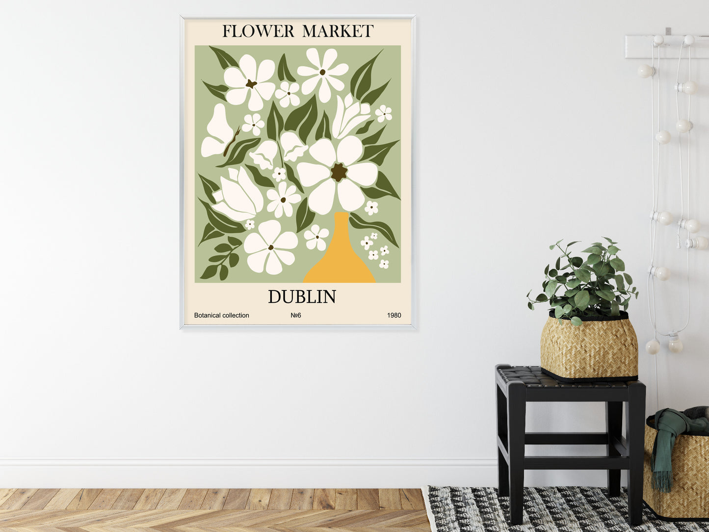 Poster Dubliner Blumenmarkt Rahmen Holz Mit Passepartout Farbe Natürlich