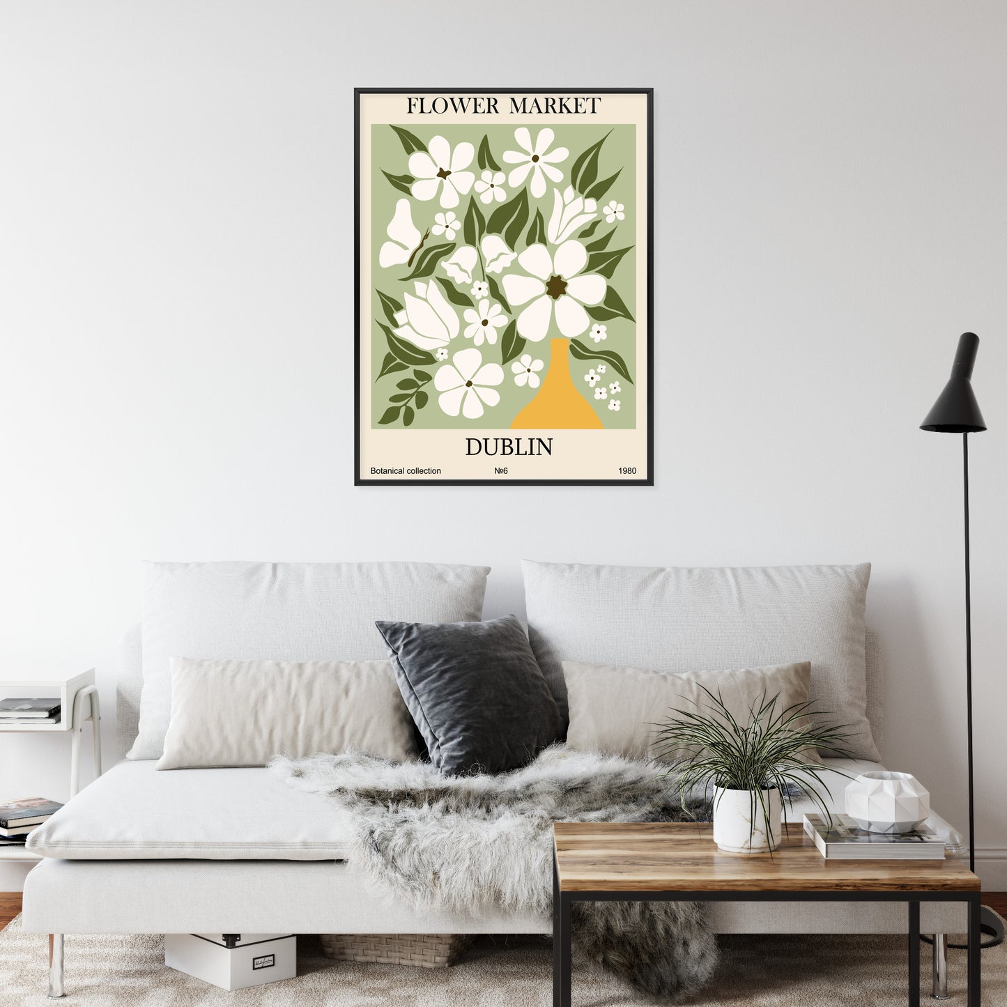 Poster Dubliner Blumenmarkt Rahmen Holz Mit Passepartout Farbe Natürlich