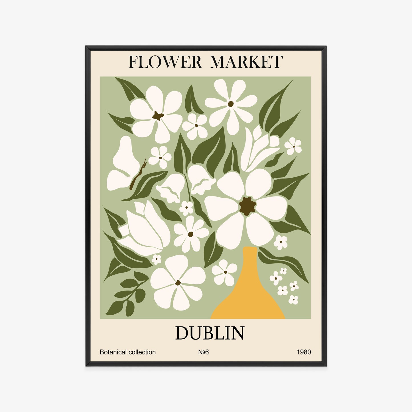 Poster Dubliner Blumenmarkt Rahmen Holz Mit Passepartout Farbe Natürlich