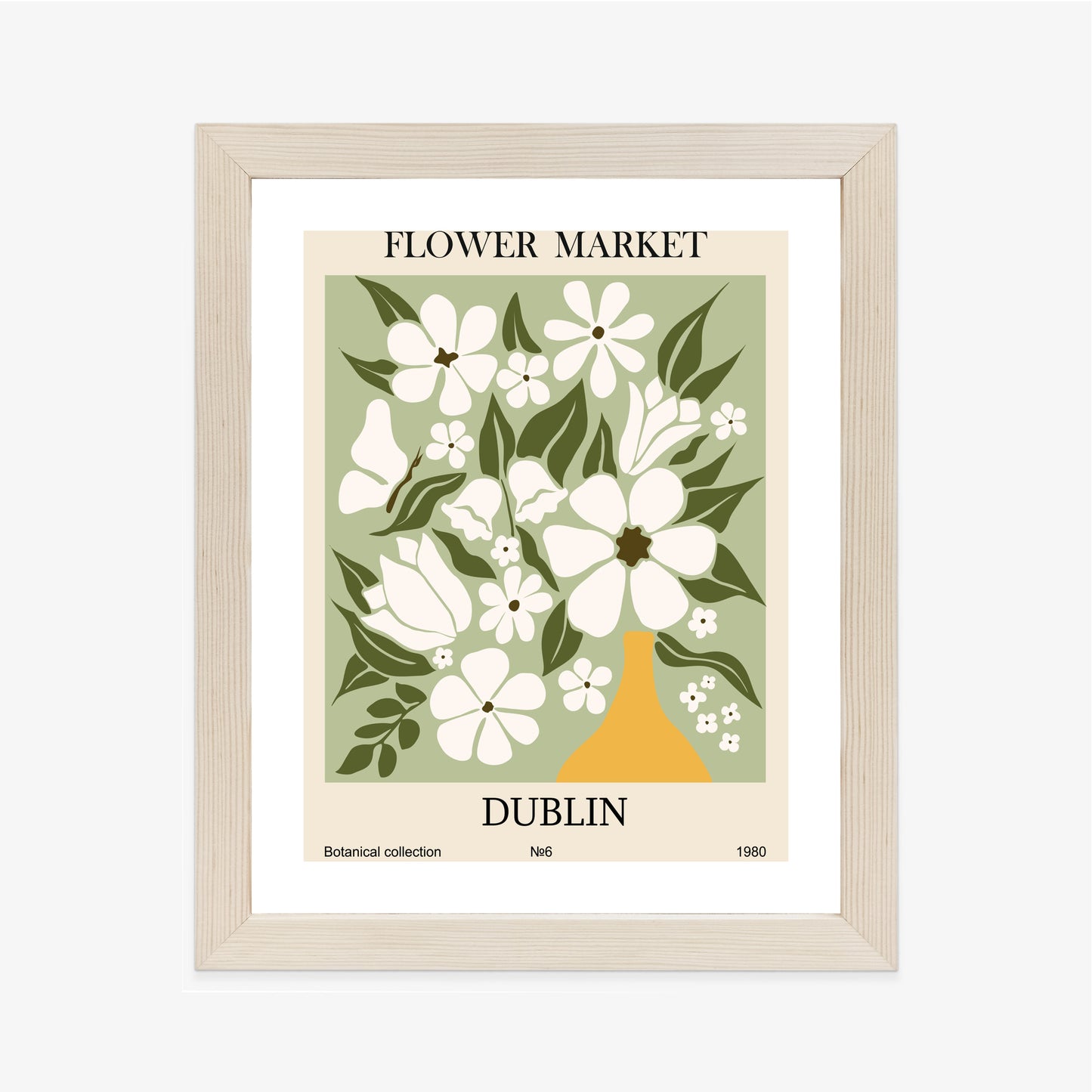 Poster Dubliner Blumenmarkt Rahmen Holz Mit Passepartout Farbe Natürlich