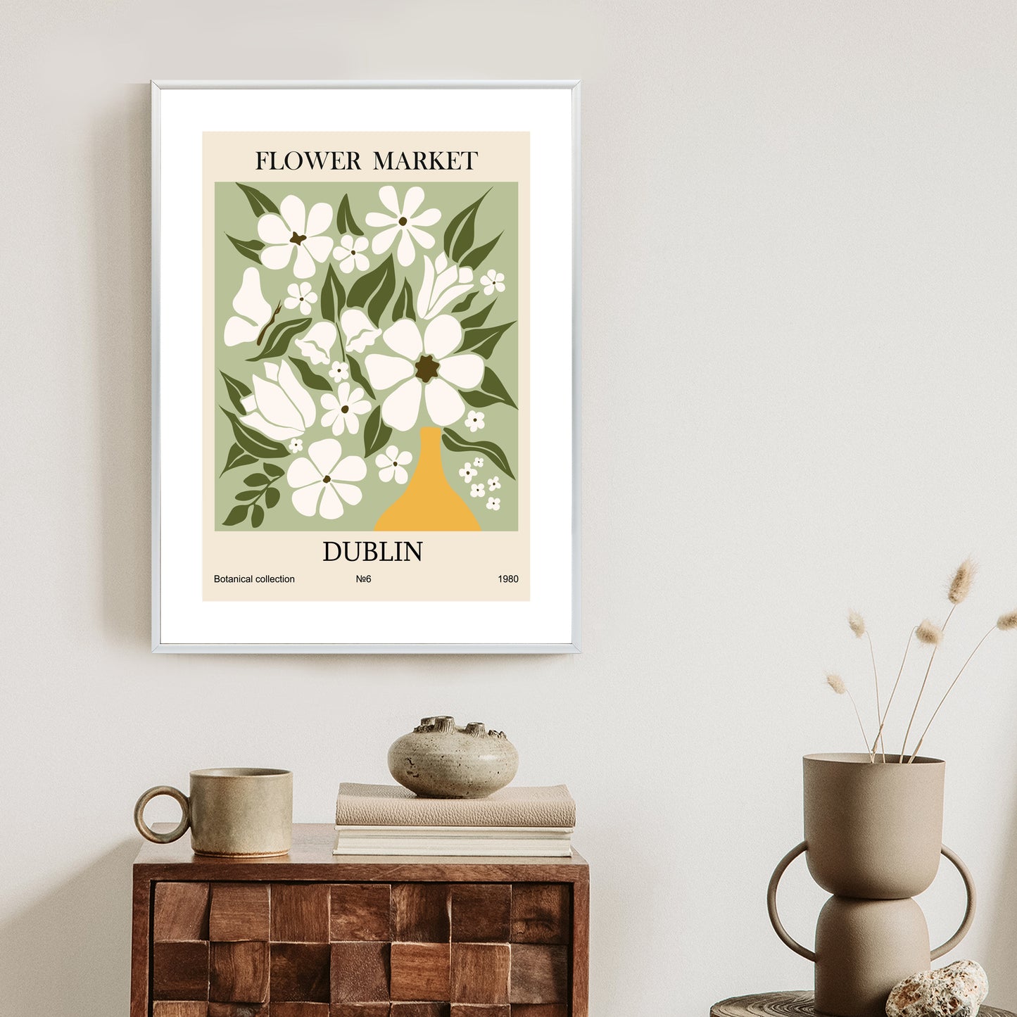 Poster Dubliner Blumenmarkt Rahmen Holz Mit Passepartout Farbe Natürlich