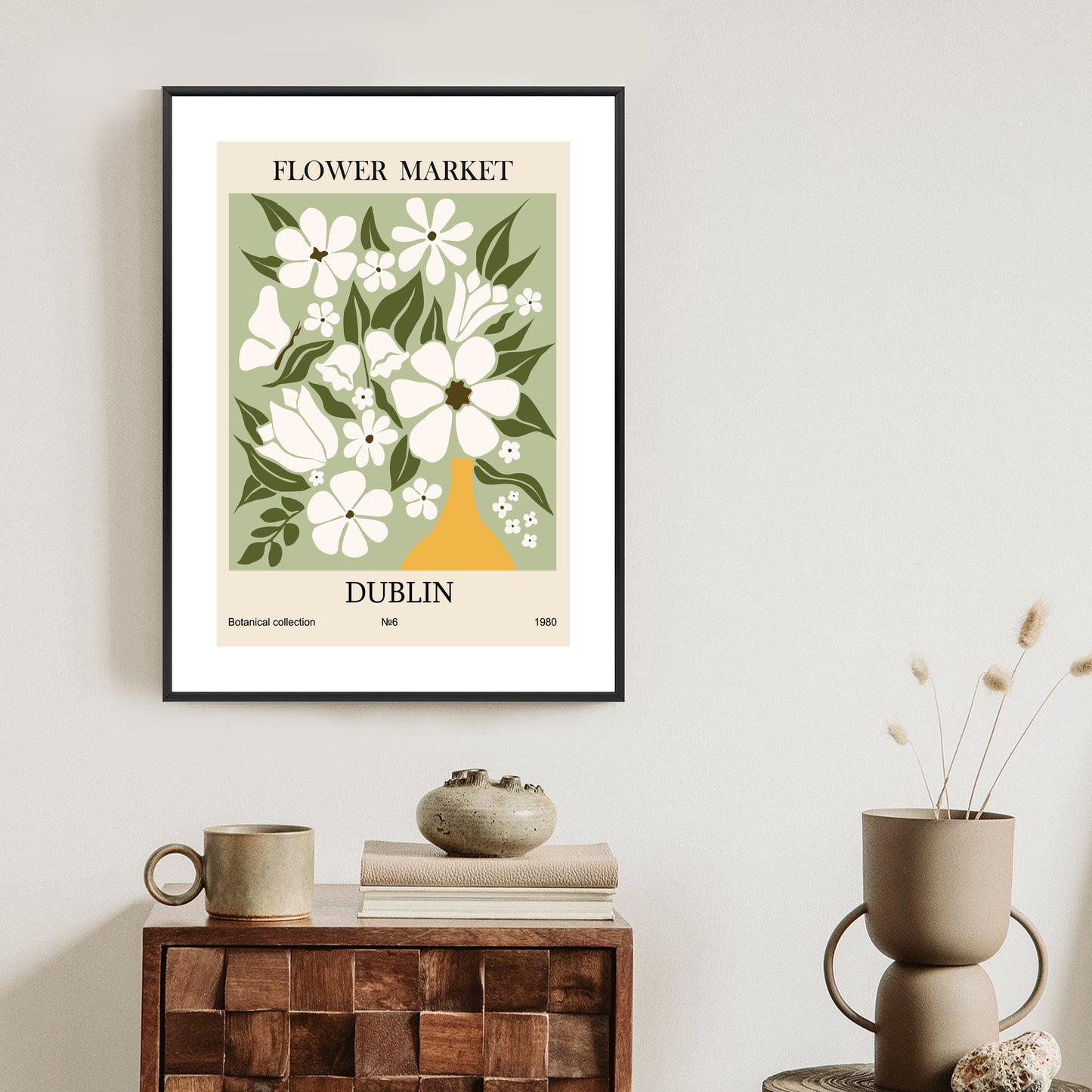 Poster Dubliner Blumenmarkt Rahmen Holz Mit Passepartout Farbe Natürlich
