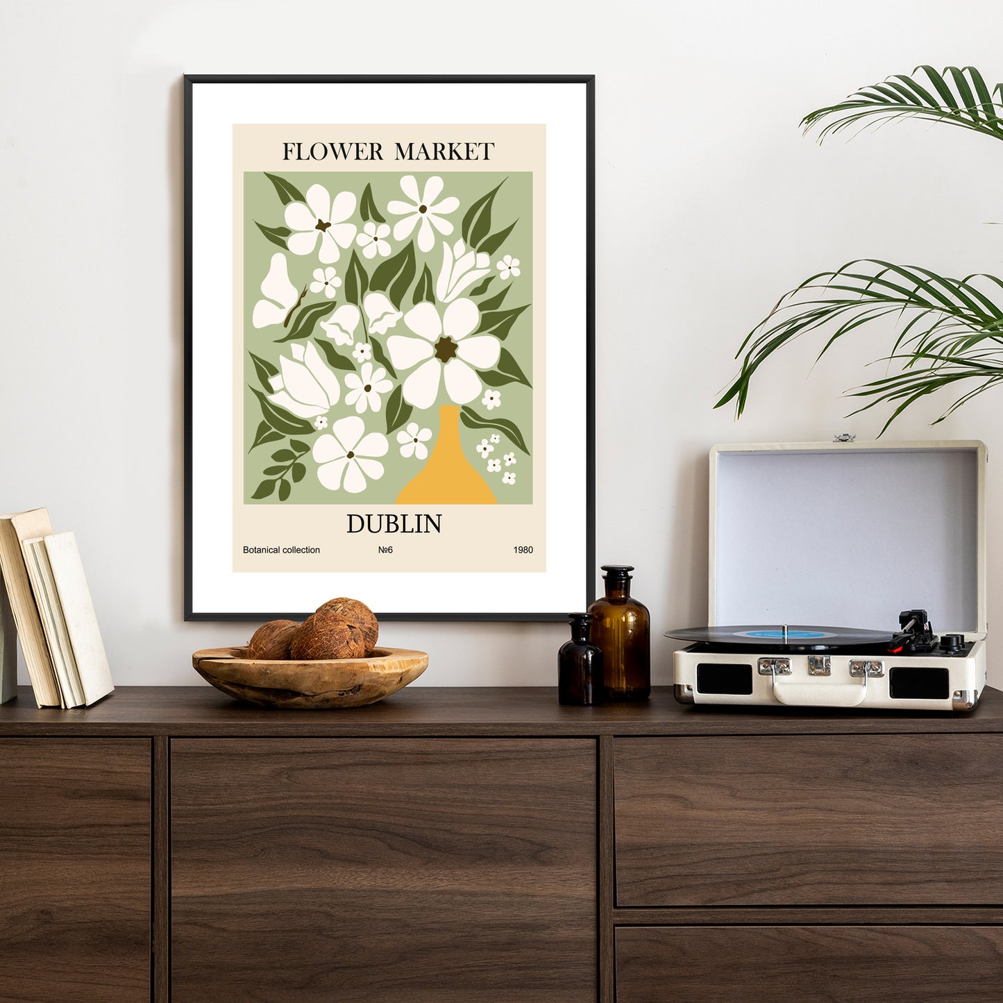 Poster Dubliner Blumenmarkt Rahmen Holz Mit Passepartout Farbe Natürlich